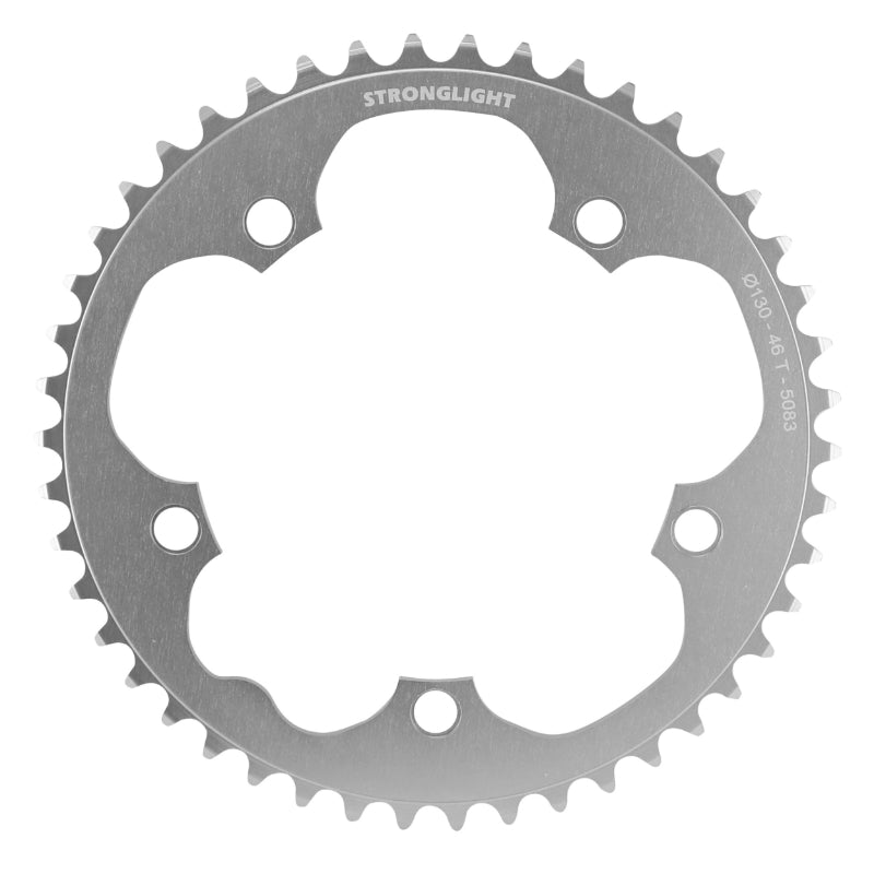 Stronglight Dural 5-arm D130 46T outer Shimano silver 8-9 speed chainring