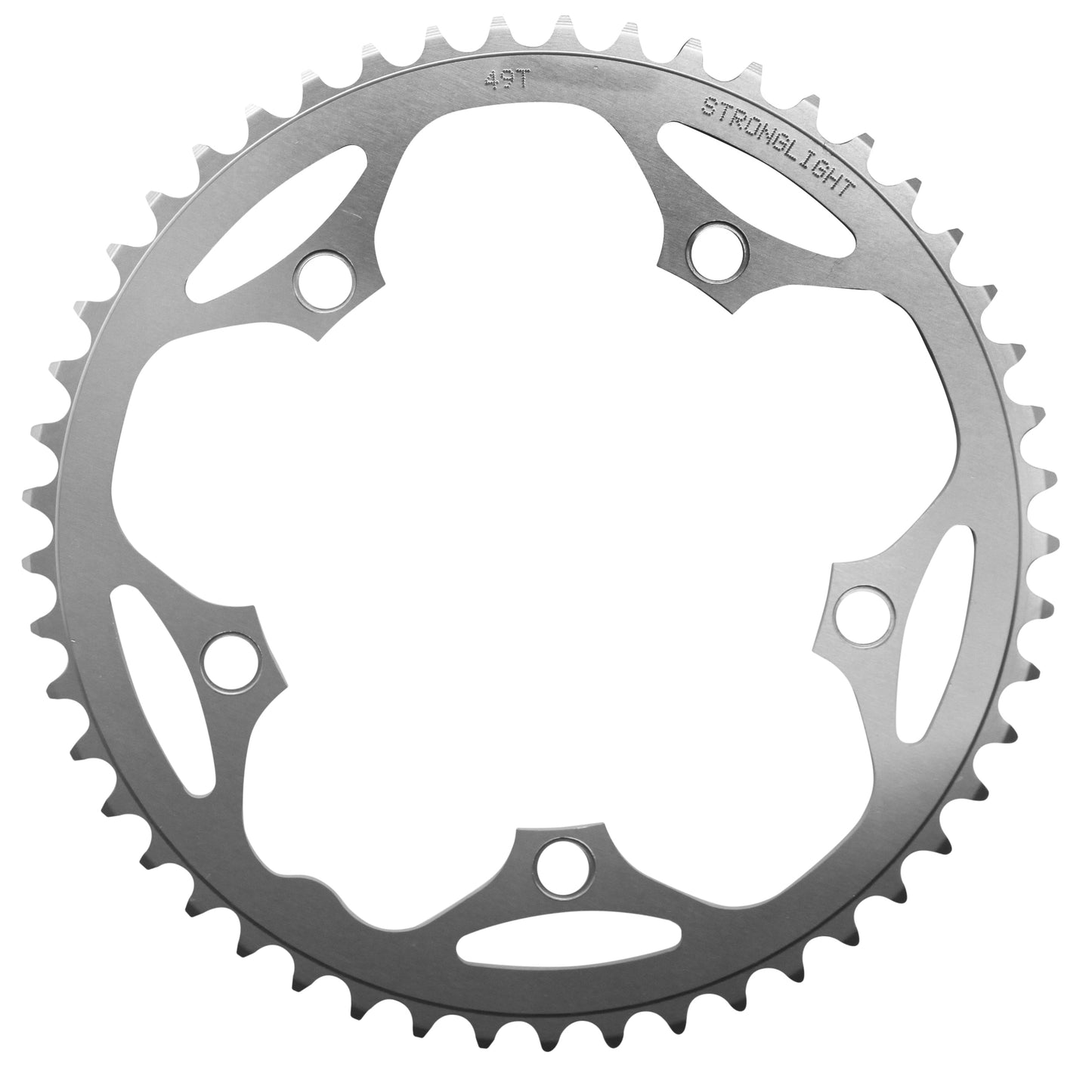 Plateau route Stronglight Dural 5 bras D130 49D ext Shimano argent 8-9V