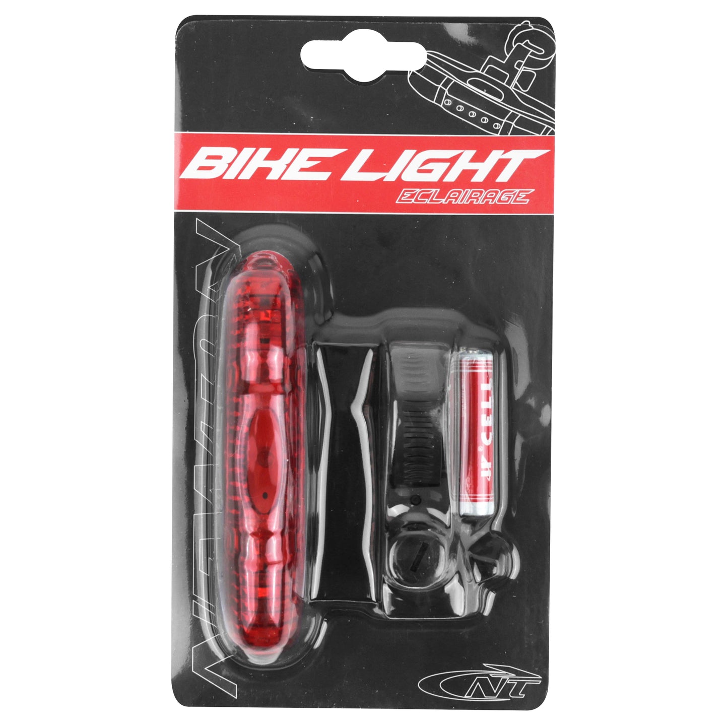 Eclairage vélo à pile arrière sur tige de selle Newton flash 5 leds 3 fonctions noir livré avec 2 piles aaa