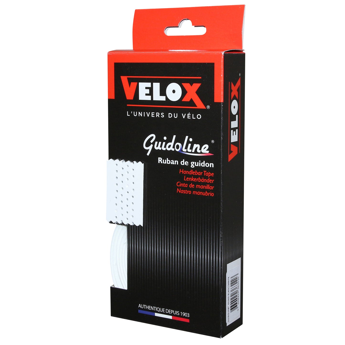 Ruban guidon VELOX Gloss perforé blanc brillant