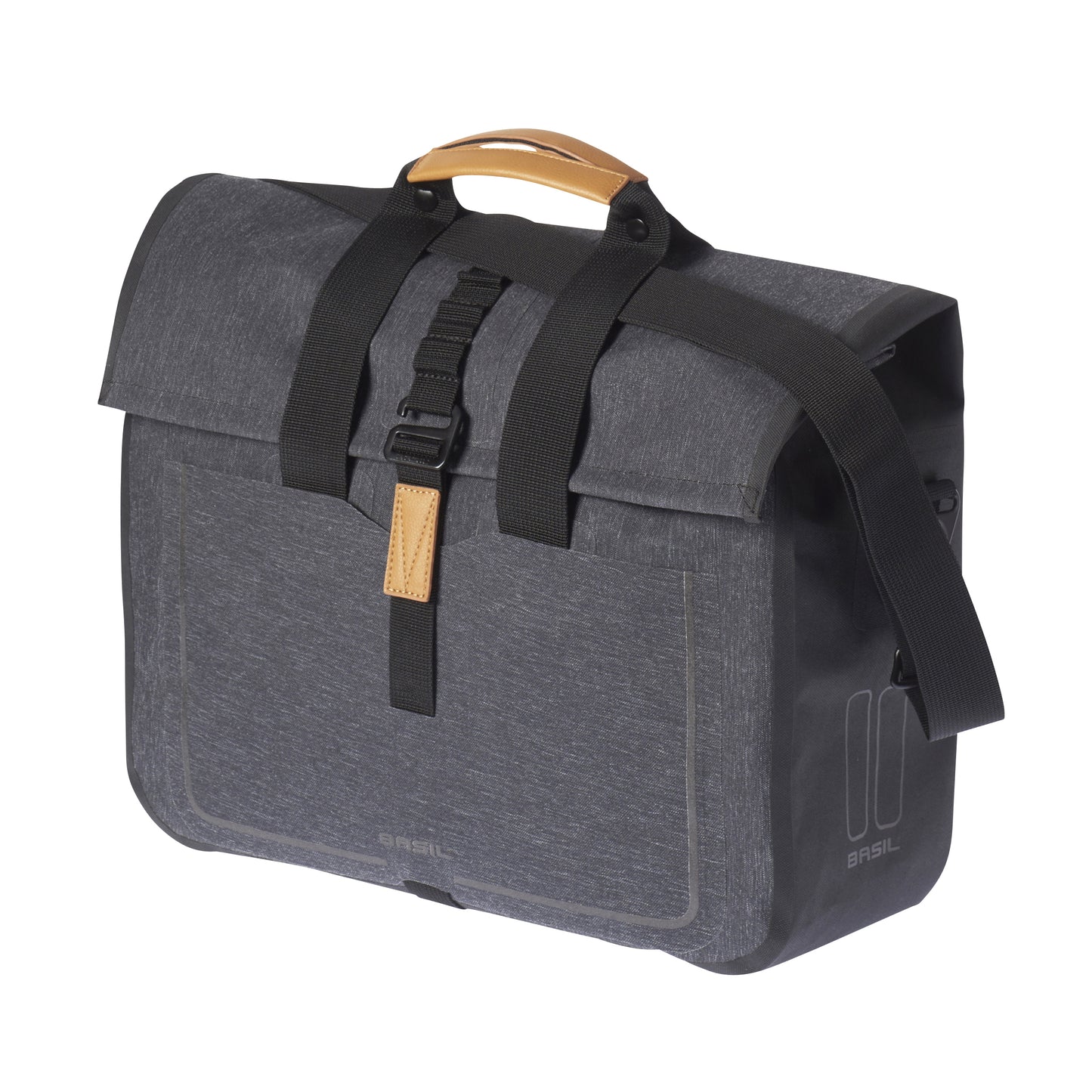 Sacoche arrière vélo latérale Basil urban dry business droit-gauche gris 20l waterproof fixation hook-on 38x15x37cm