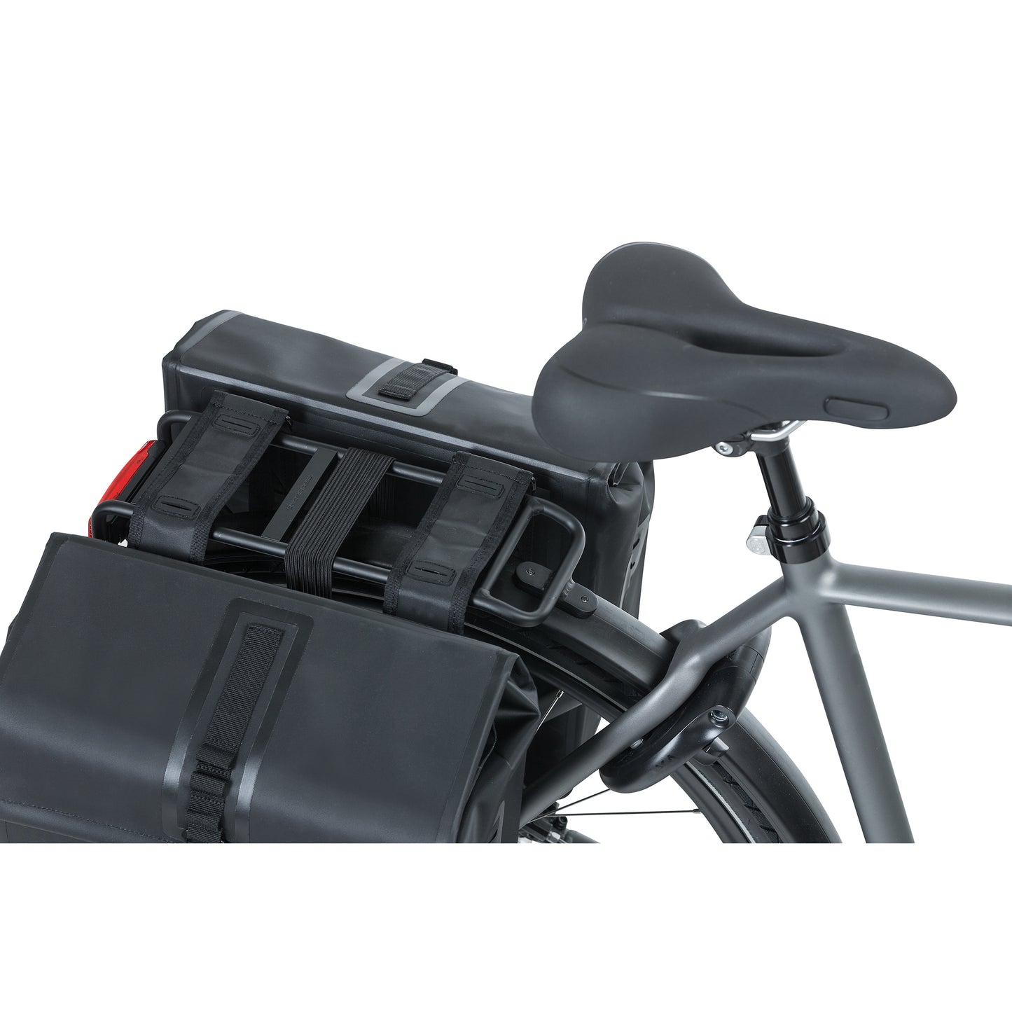 Sacoche arrière vélo double Basil urban dry 50l noir 100% waterproof 36x17x42cm / fixation sur porte bagage