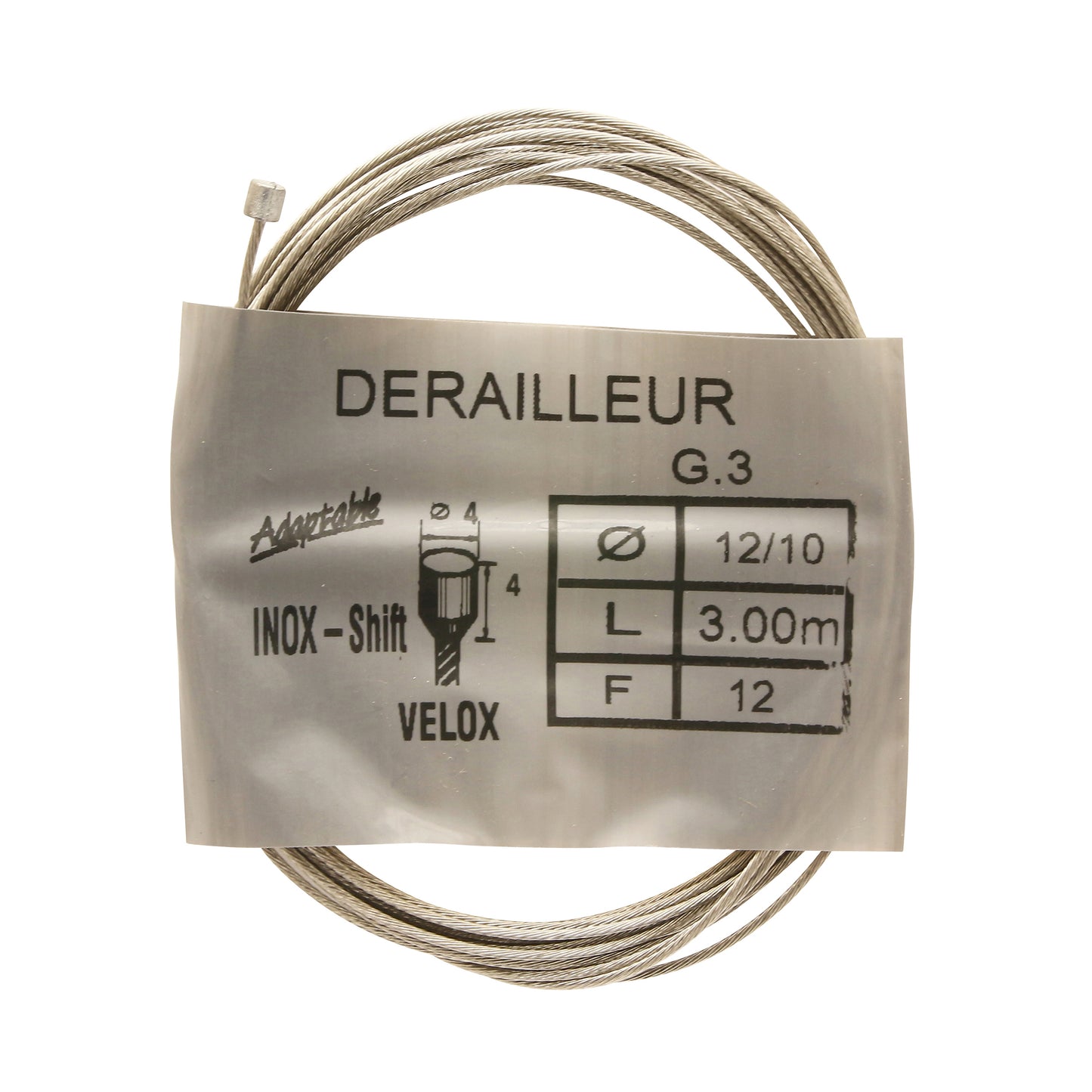 Câble de dérailleur Velox inox pour Shimano 3,00m (boite de 25 câbles) 12-10 12 fils