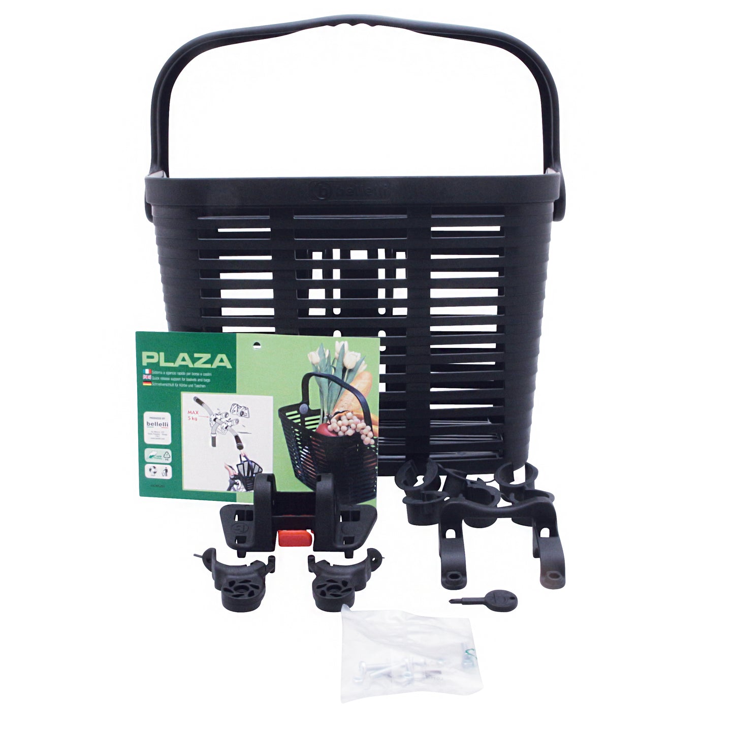 Panier avant plastique Bellelli noir fixation clips
