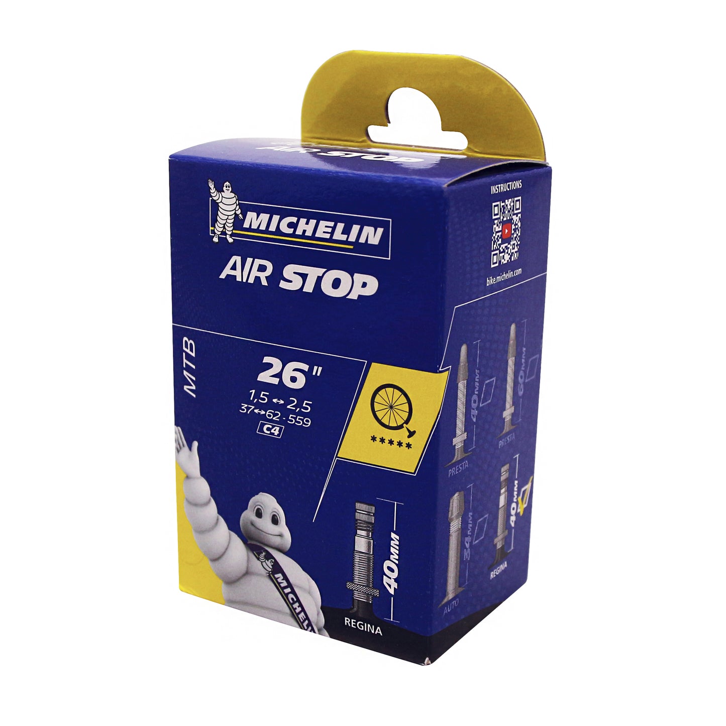 Chambre à air vélo 26 x 1.85-2.40 Michelin c4 valve regina 40mm