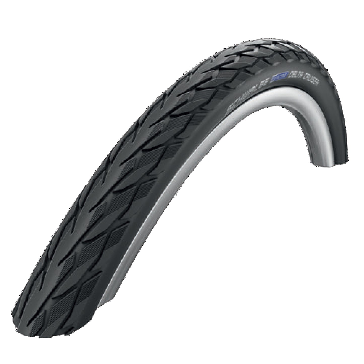 Pneu VTC Urbain 700 X 28 Schwalbe Delta Cruiser plus Noir TR (28-622) Renfort Green Guard flanc Reflex