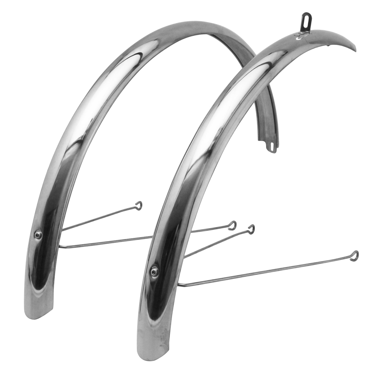 Garde-boue 28" PCP Inox tringles argent 50 mm (paire)