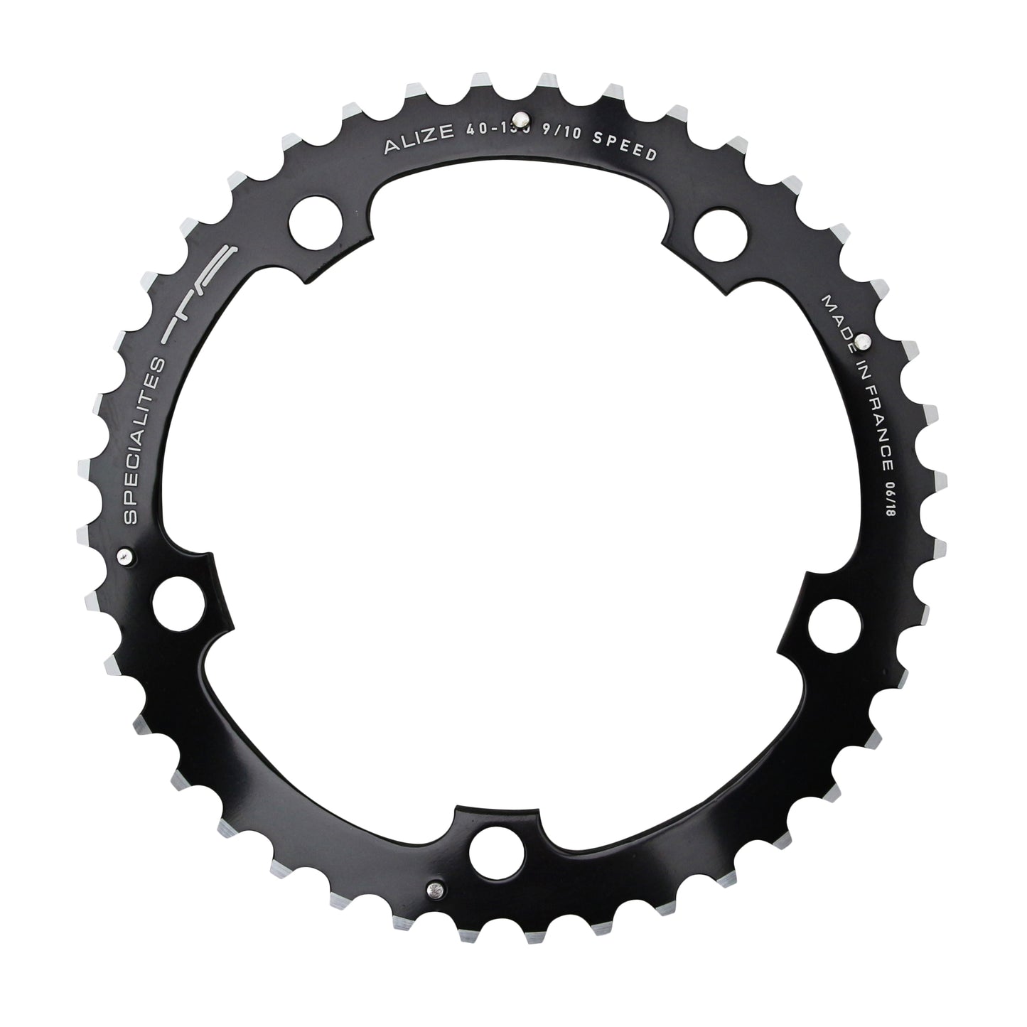 TA Alizé Triple Road Chainring 5-Bolt BCD130 38T Middle Black 8-10 Speed