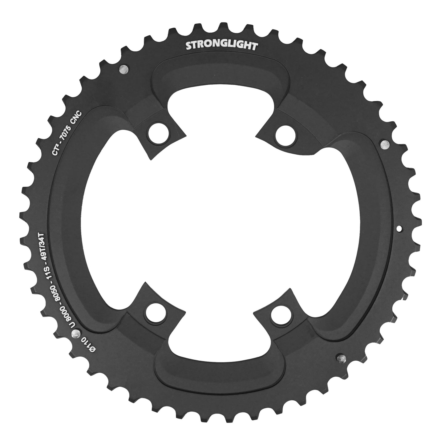 Plateau route Stronglight CT2 4 bras D110 pour Ultegra R8000 49D ext