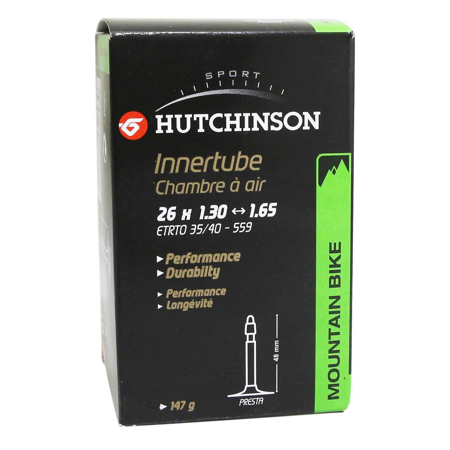 26 x 1.30-1.65 Bike Inner Tube Hutchinson Presta valve 48mm 150g
