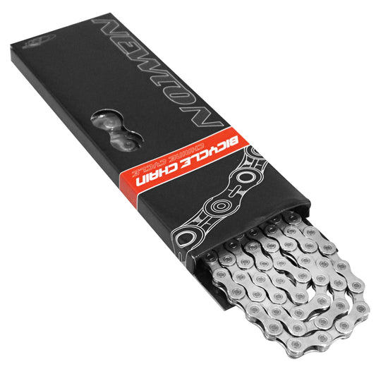 11-speed electric bike chain, Newton Kmc x11e silver reinforced, 116 links, Shimano and Sram compatible