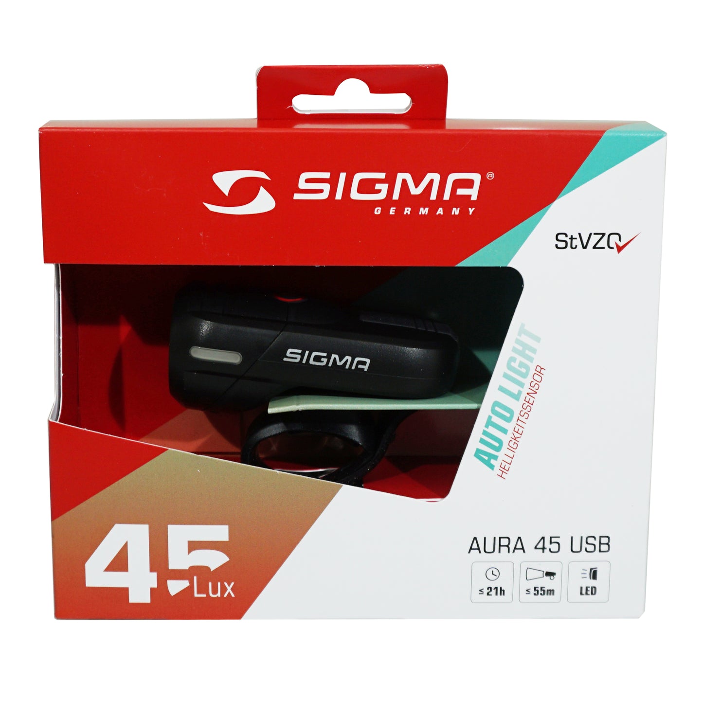 Eclairage vélo usb avant Sigma aura 45 lux