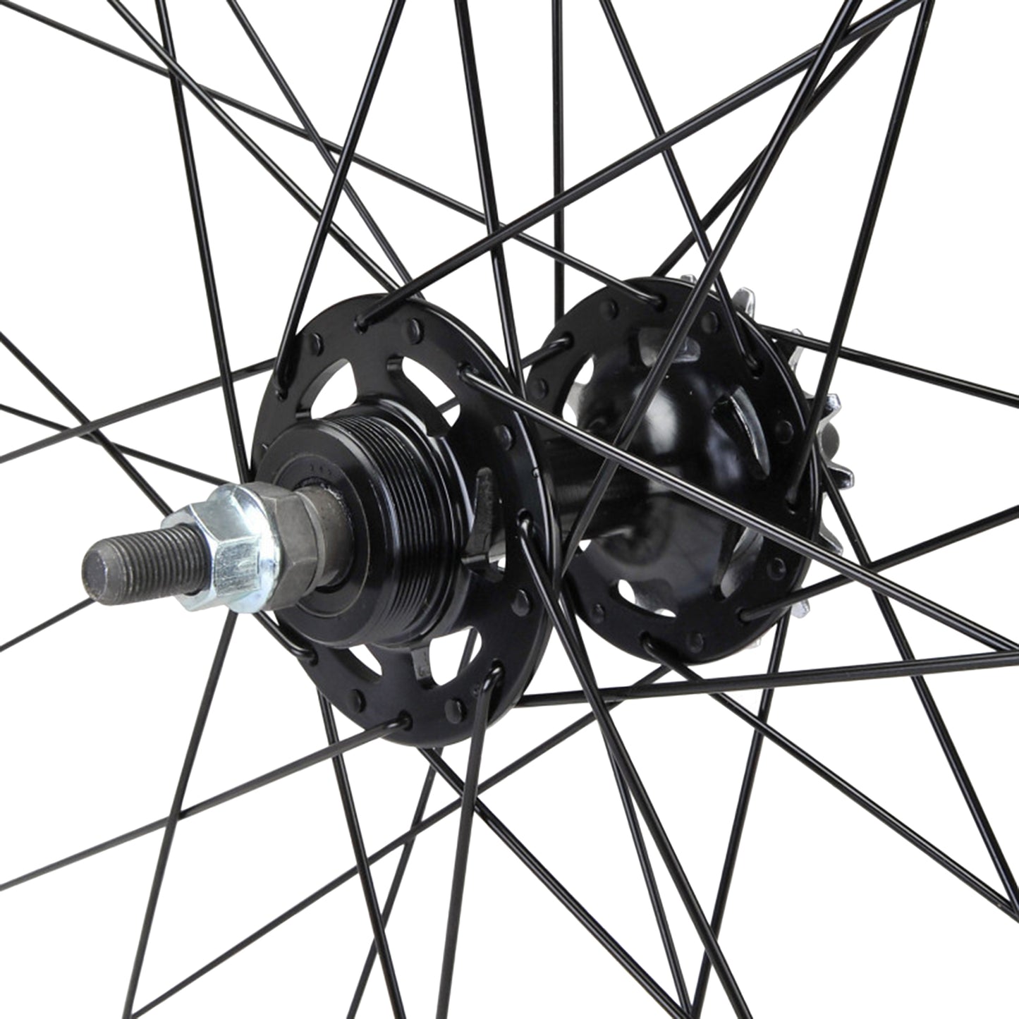 PCP fixed-gear road wheel, white, double-threaded rear hub, 16T cog