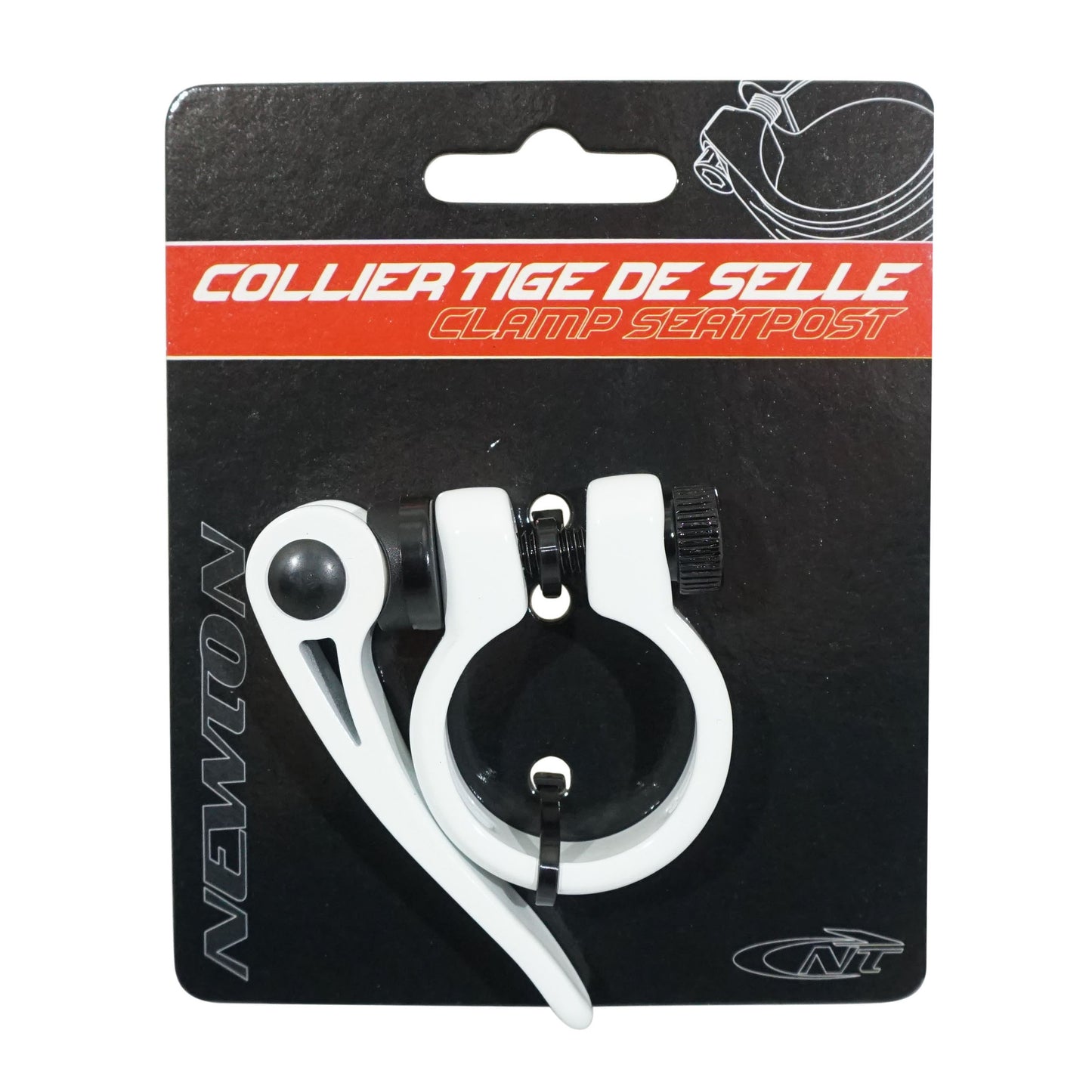 Collier serrage blanc tige de selle rapide Newton diam 28,6