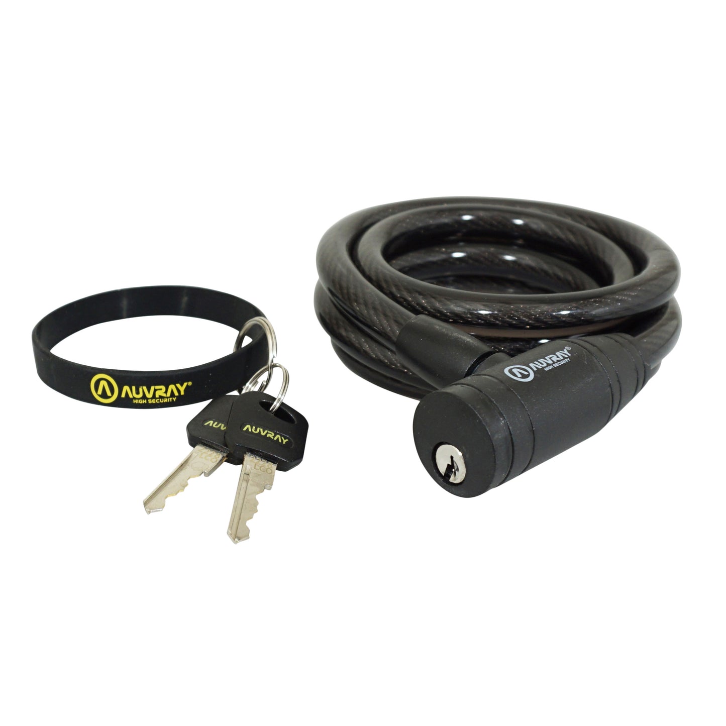 Auvray spiral key bike lock, special rental, 12 mm dia., 1.50 m length, no bracket, per carton of 40