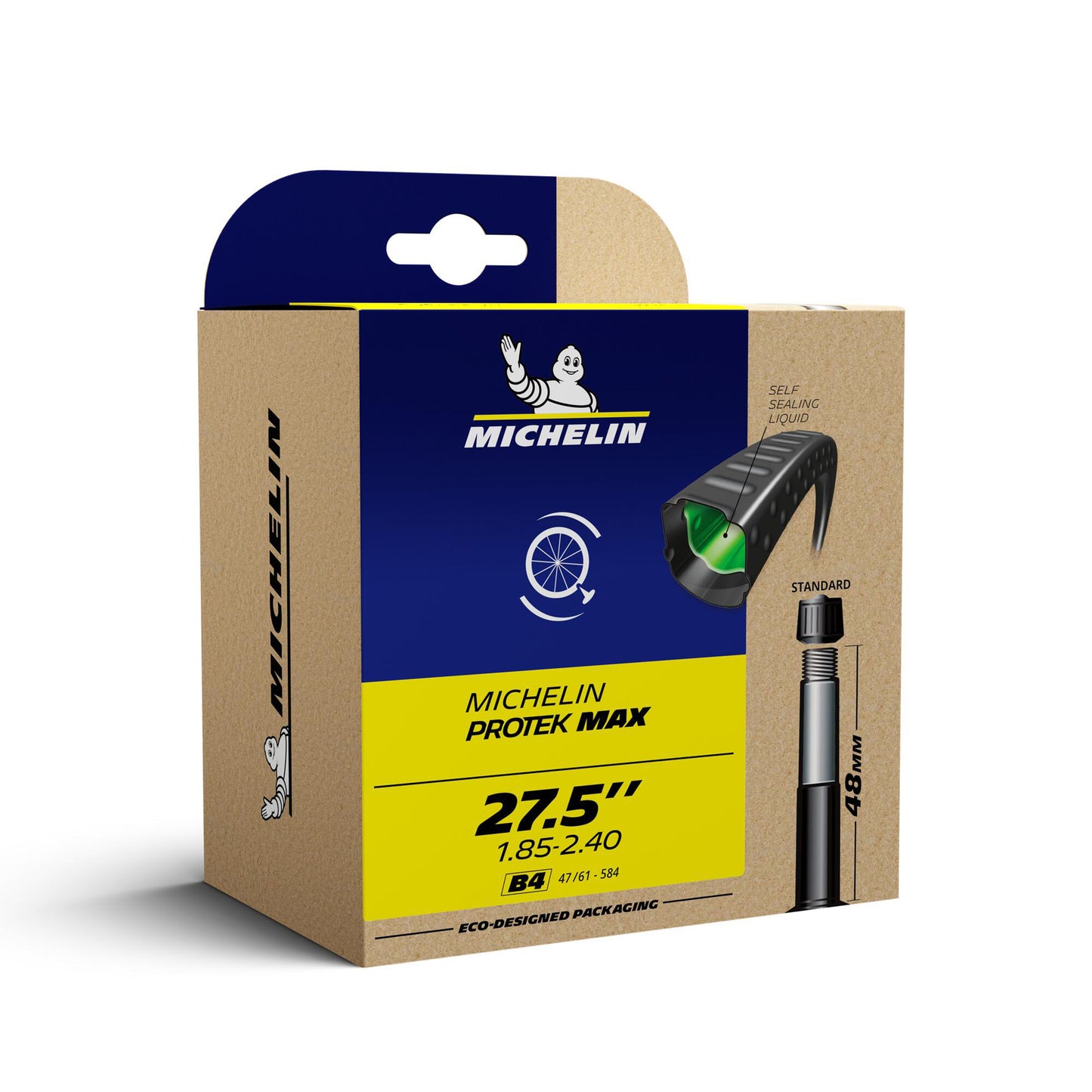 27.5 x 1.90-2.50 Michelin Protek Max standard valve bicycle inner tube with puncture sealant