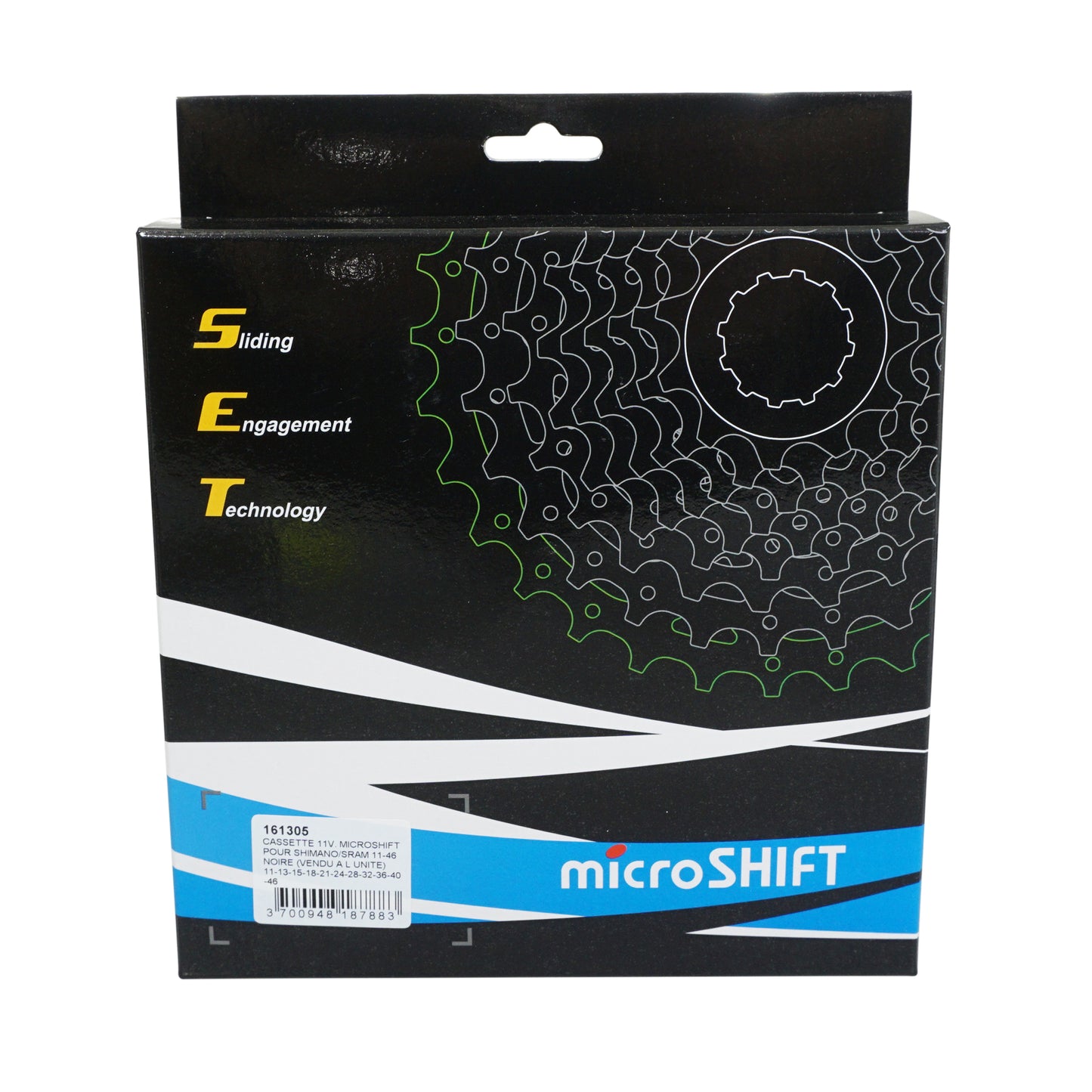 Cassette 11s. Microshift 11-46 for Shimano-Sram MTB black (sold individually) (11-13-15-18-21-24-28-32-36-40-46)