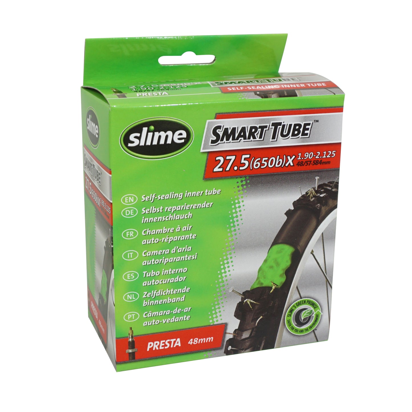 Inner tube bike 27.5 x 2.00-2.40 Slime Presta valve removable core with puncture sealant