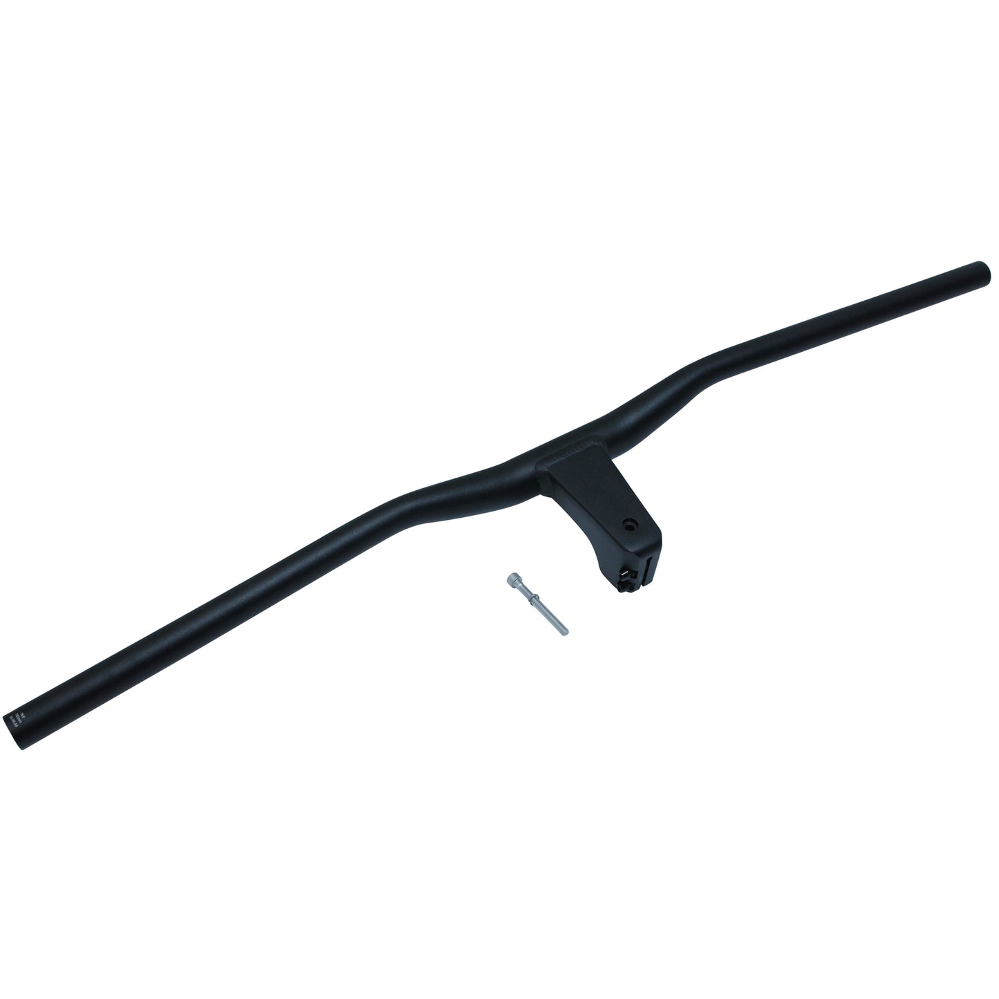 Black aluminum MTB handlebar, semi-rise, 78cm wide, with integrated stem, 80mm length, for 1-1/8" (28.6mm) fork steerer