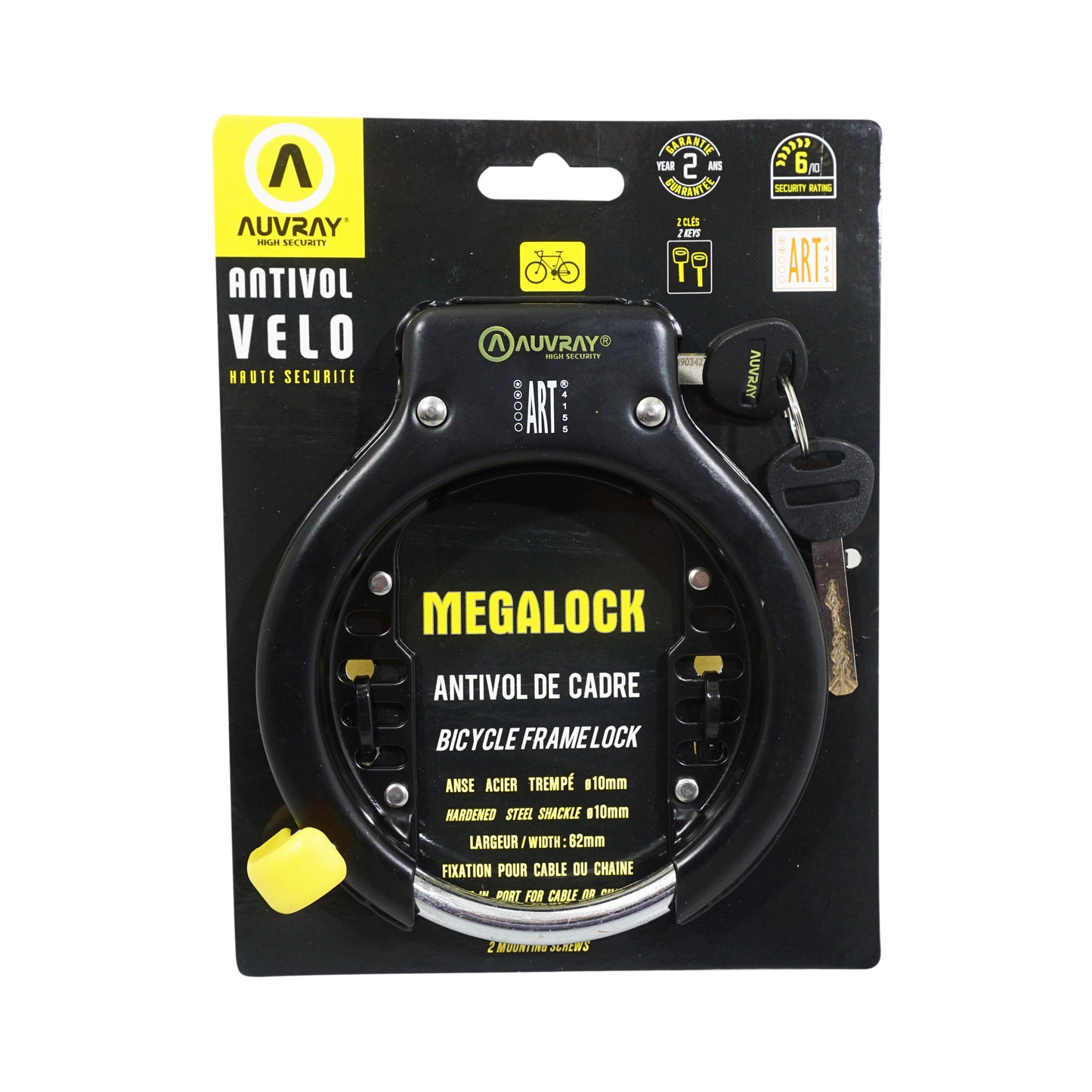 Antivol vélo fer à cheval Auvray megalock noir niveau sécurité 6-10