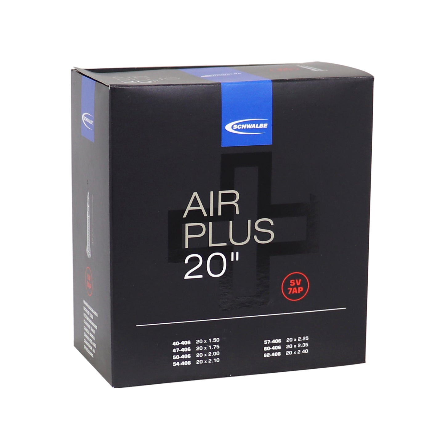 Chambre à air vélo 20 x 1.50-2.35 Schwalbe air plus renforcé valve alu presta (40-406 à 54-428) (sv7ap)