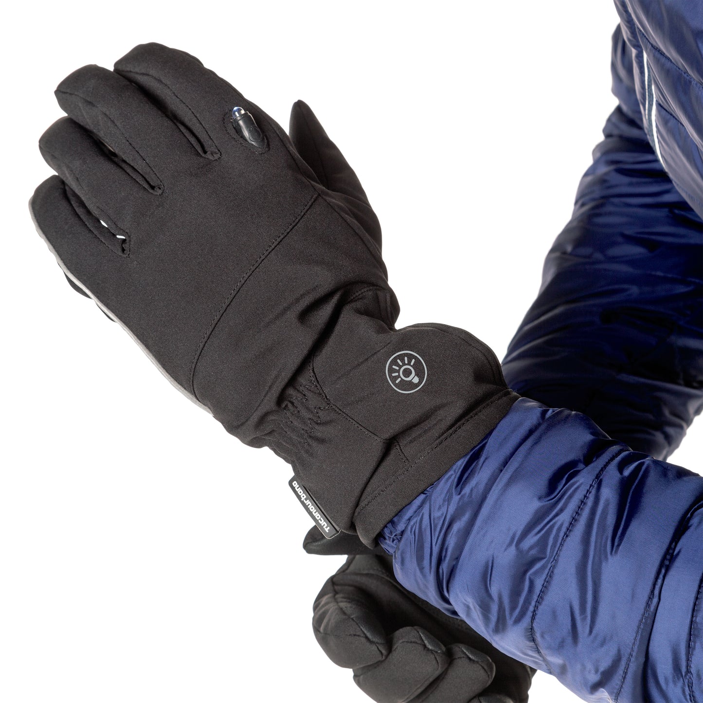 Gants vélo city long Tucano Lux noir LED USB