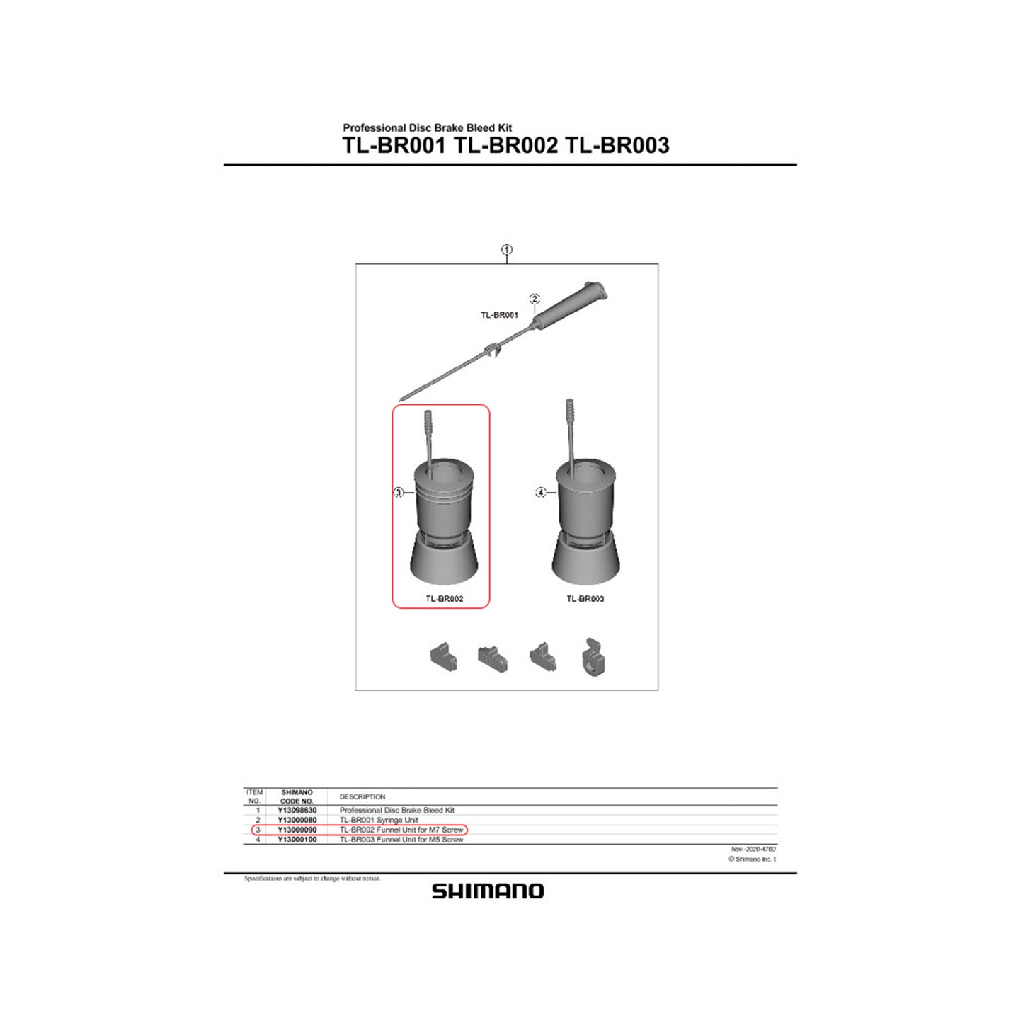 Adaptateur purge frein Shimano route M7 Y13000090