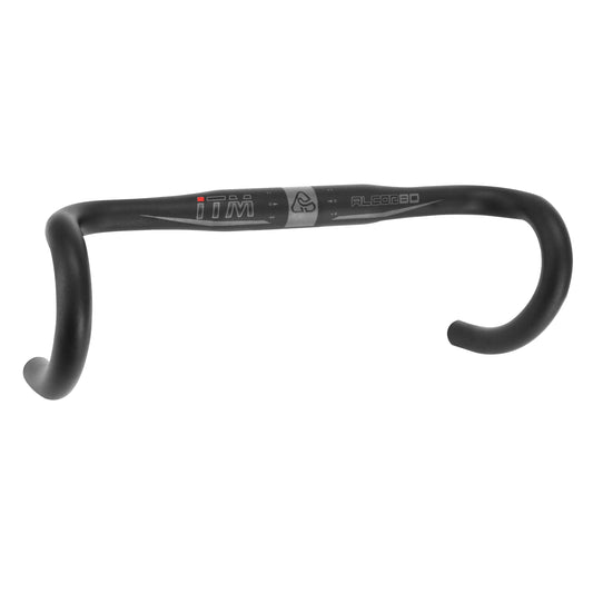 ITM Alcor Aluminum Road Handlebar, matte black, 31.8mm, 40cm outside (38cm center-to-center), 295g, white graphics