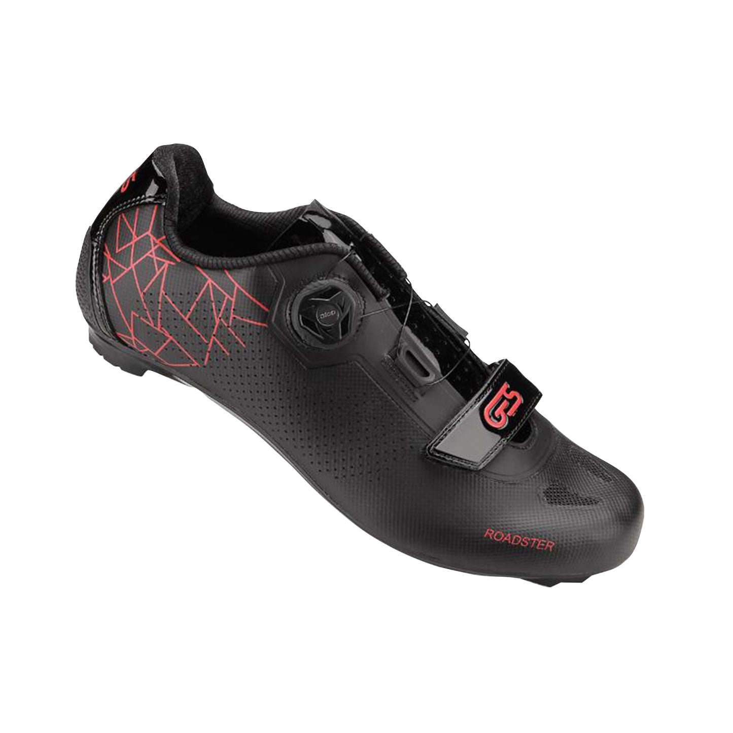 Road shoes Ges roadster2 black / red microclip atop / velcro closure Look / Shimano compatible