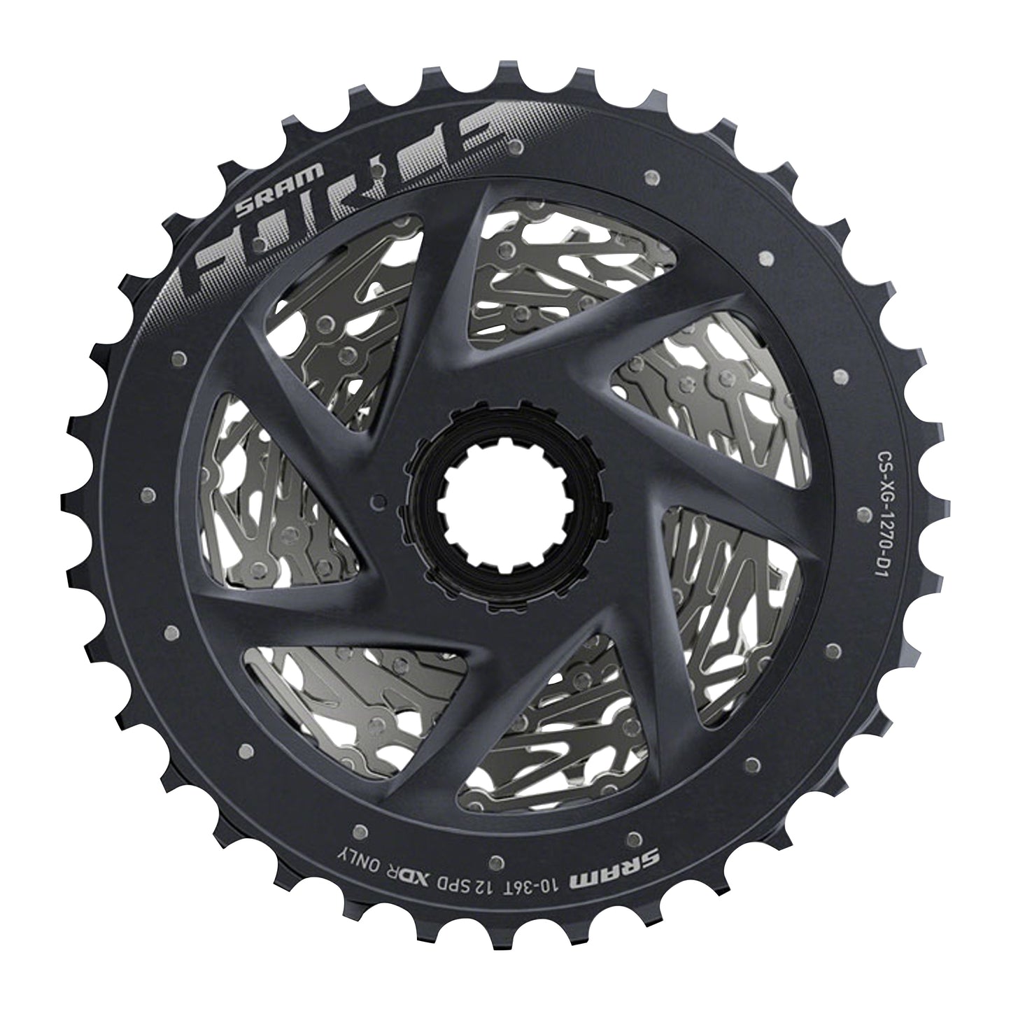 12-speed cassette. SRAM AXS Force XG-1270 10-36 for XDR driver body (10-11-12-13-15-17-19-21-24-28-32-36)
