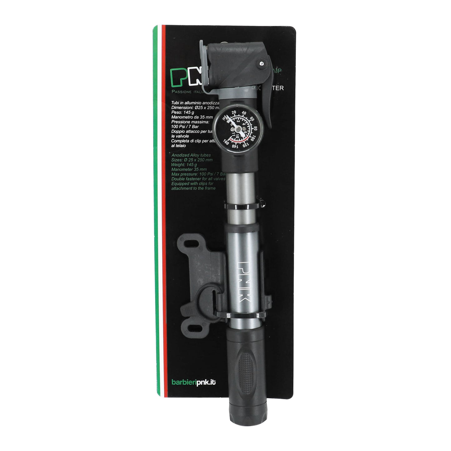 Pompe mini route VTT PCP alu argent 7 bars mano