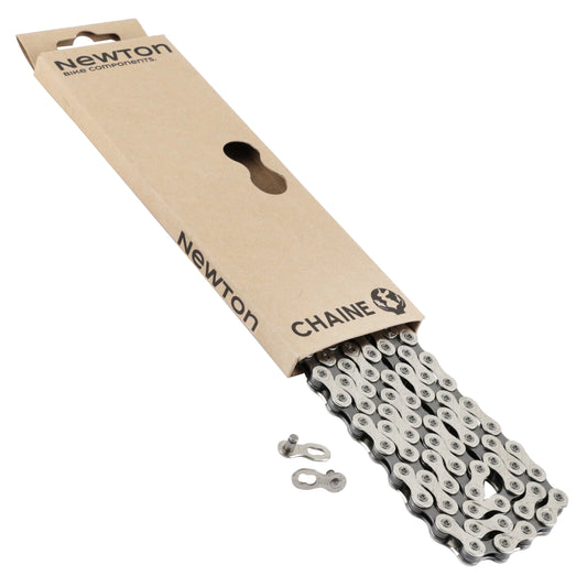 Chaîne vélo VAE 7-8v. Newton Kmc x8 argent 116 maillons compatible Shimano et Sram