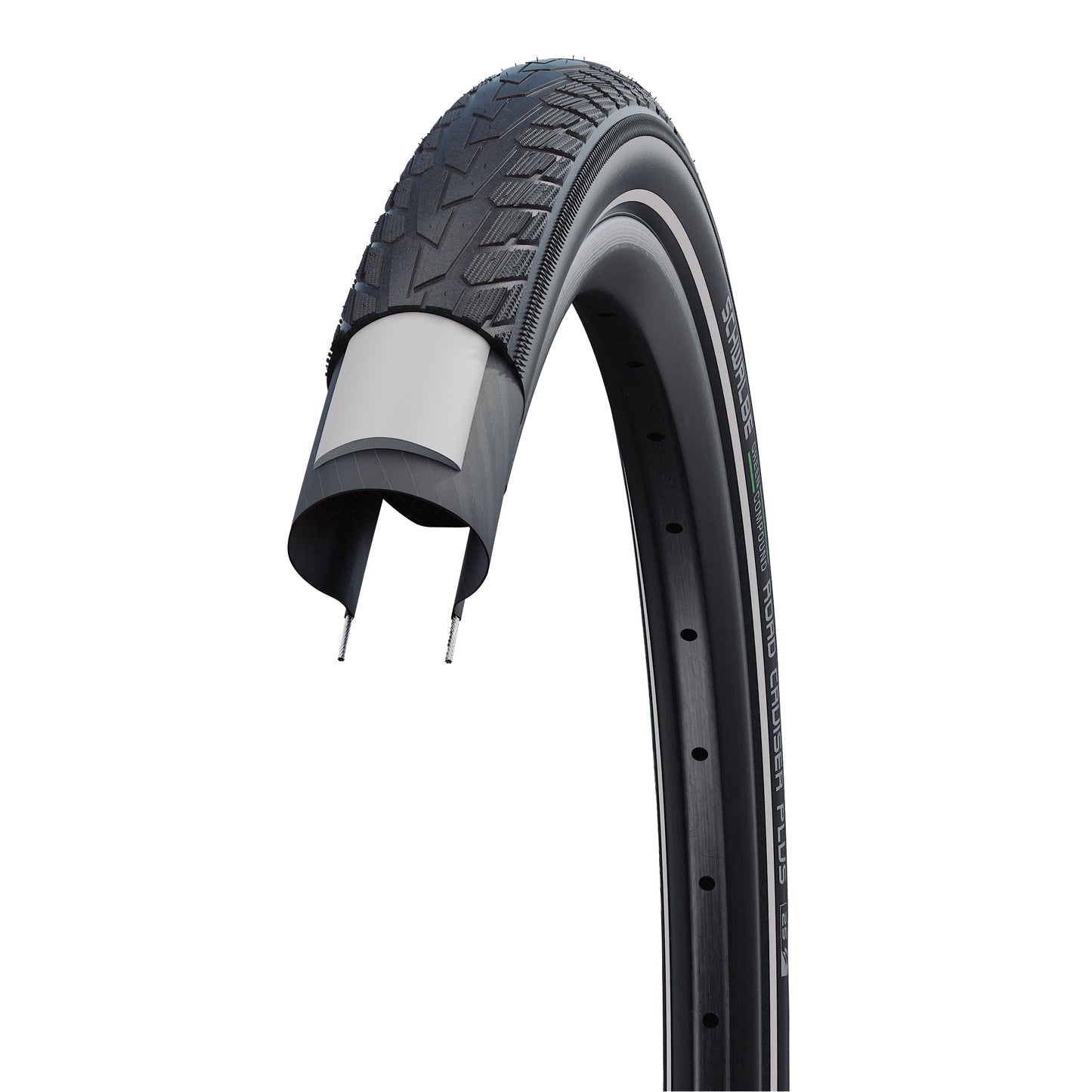 Pneu City 16 x 1.75 Schwalbe Road Cruiser HS484 Noir TR (47-305) flanc Reflex