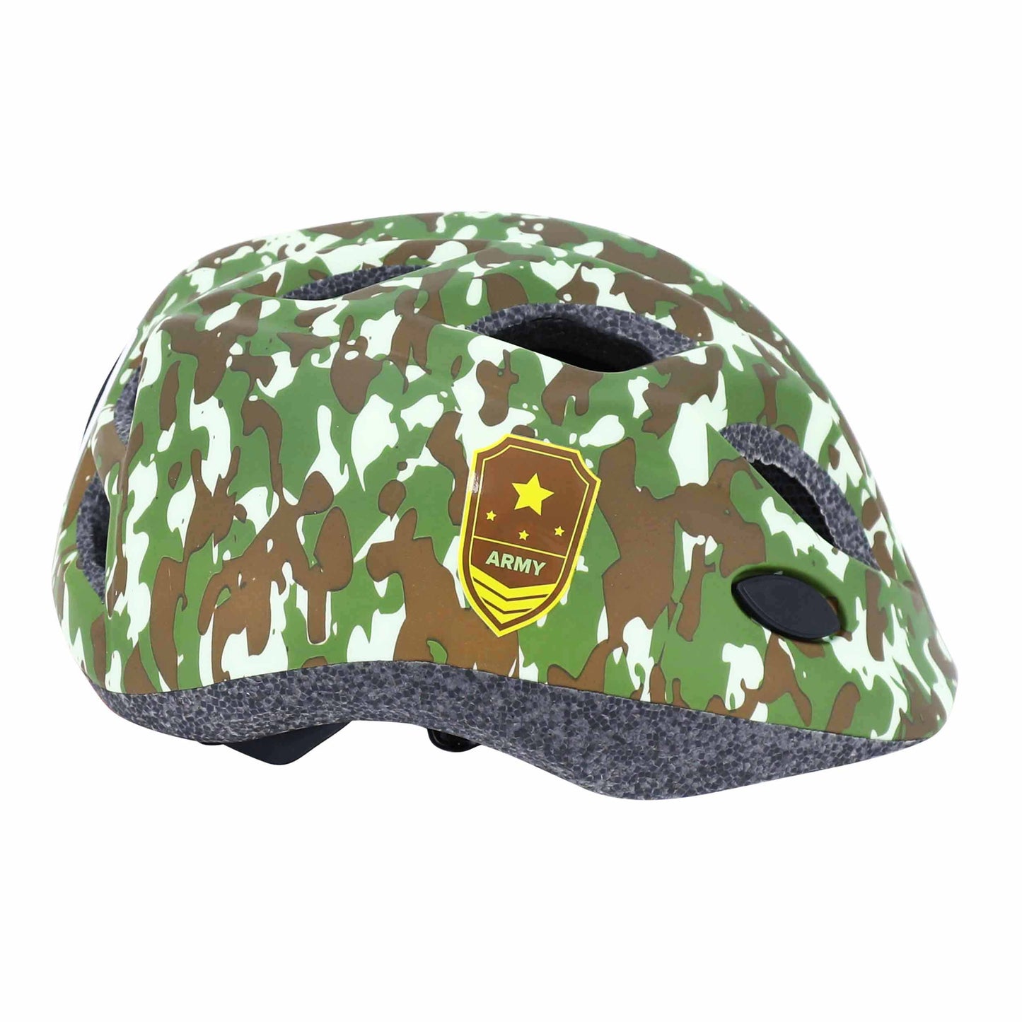 Polisport junior army green children's bike helmet with adjustment dial and LED light