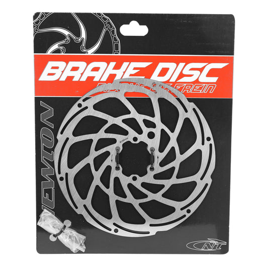 Disque de frein VTT 6 trous Newton Brakco compatible Shimano et autres 180mm argent pour vae - e-bike avec renfort supplémentaire de 2mm + 6 vis