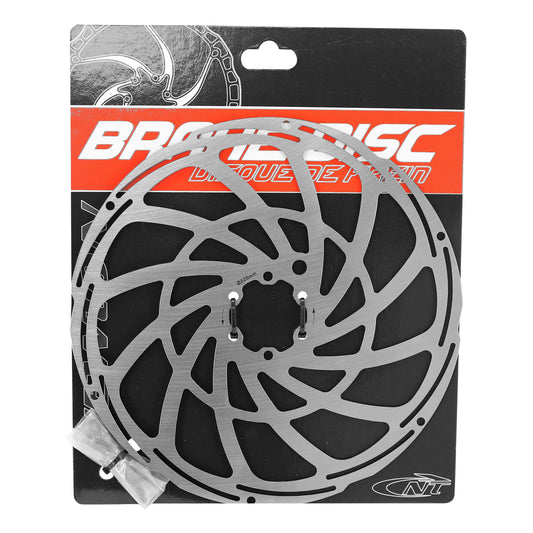 Disque de frein VTT 6 trous Newton Brakco compatible Shimano et autres 220mm argent pour vae - e-bike avec renfort supplémentaire de 2mm + 6 vis