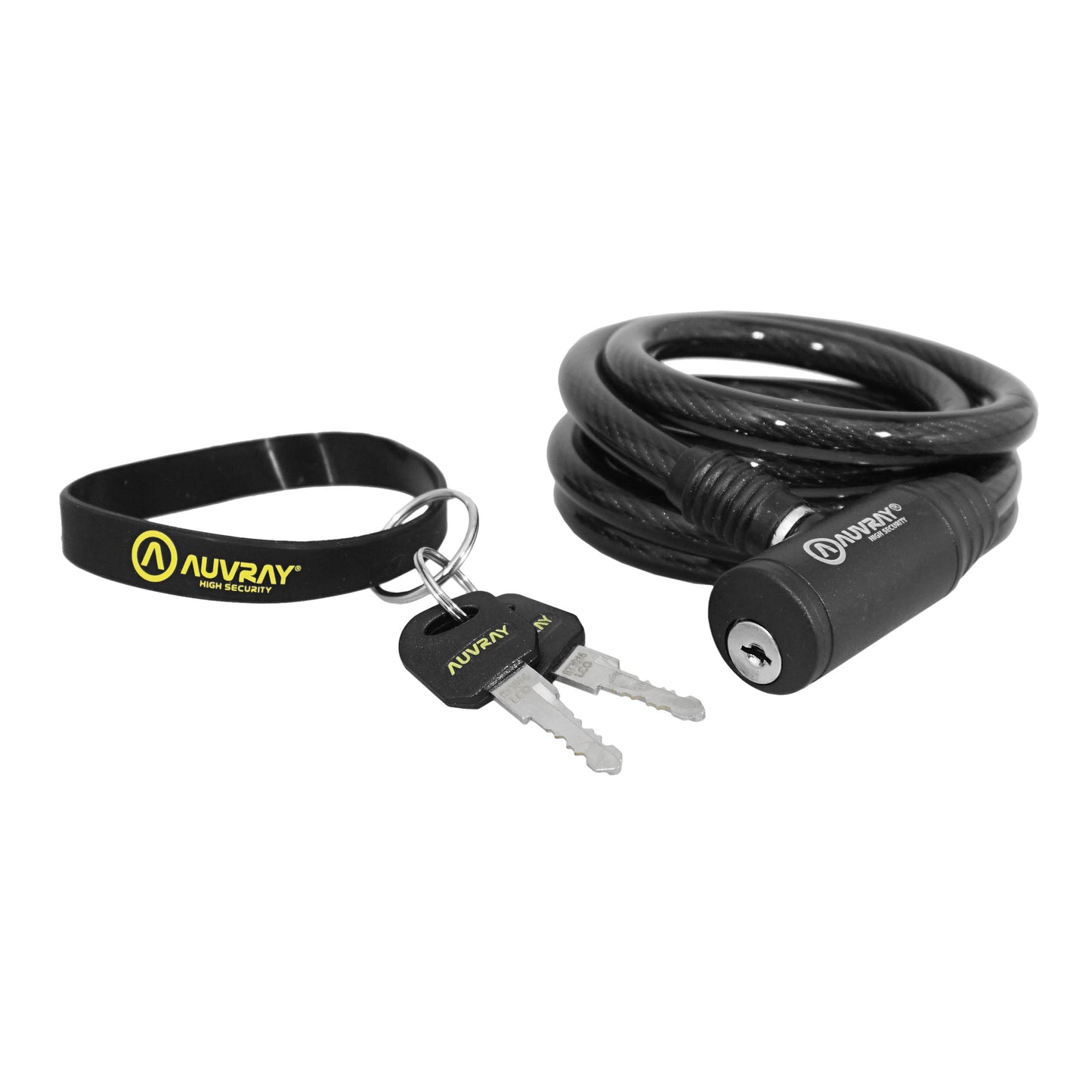 Auvray spiral bike lock with key, special rental, 10 mm diameter, 1.50 m length, in individual bag, no bracket