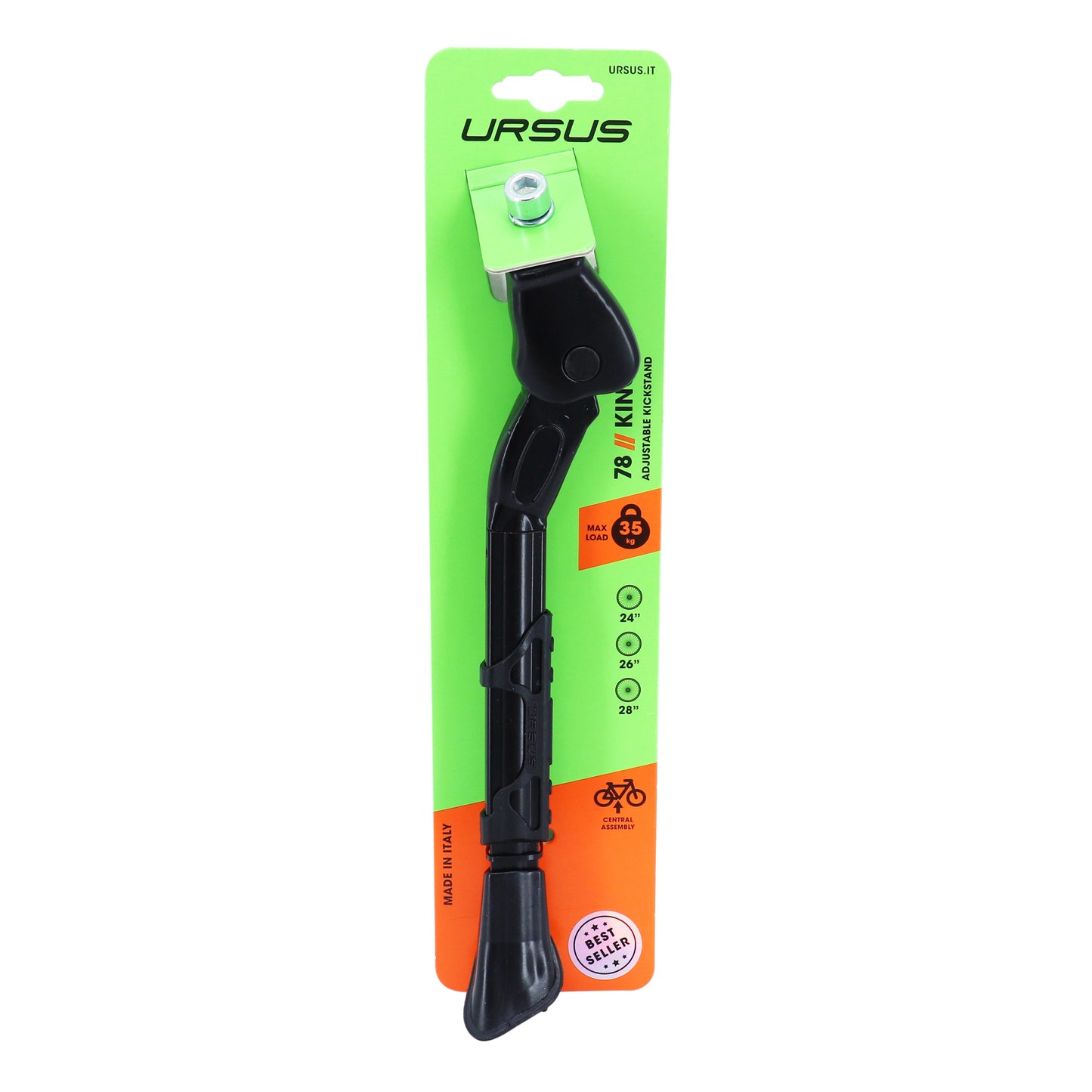 Ursus King Black Adjustable Reinforced Side Bicycle Kickstand 24-28" - 35kgs Support