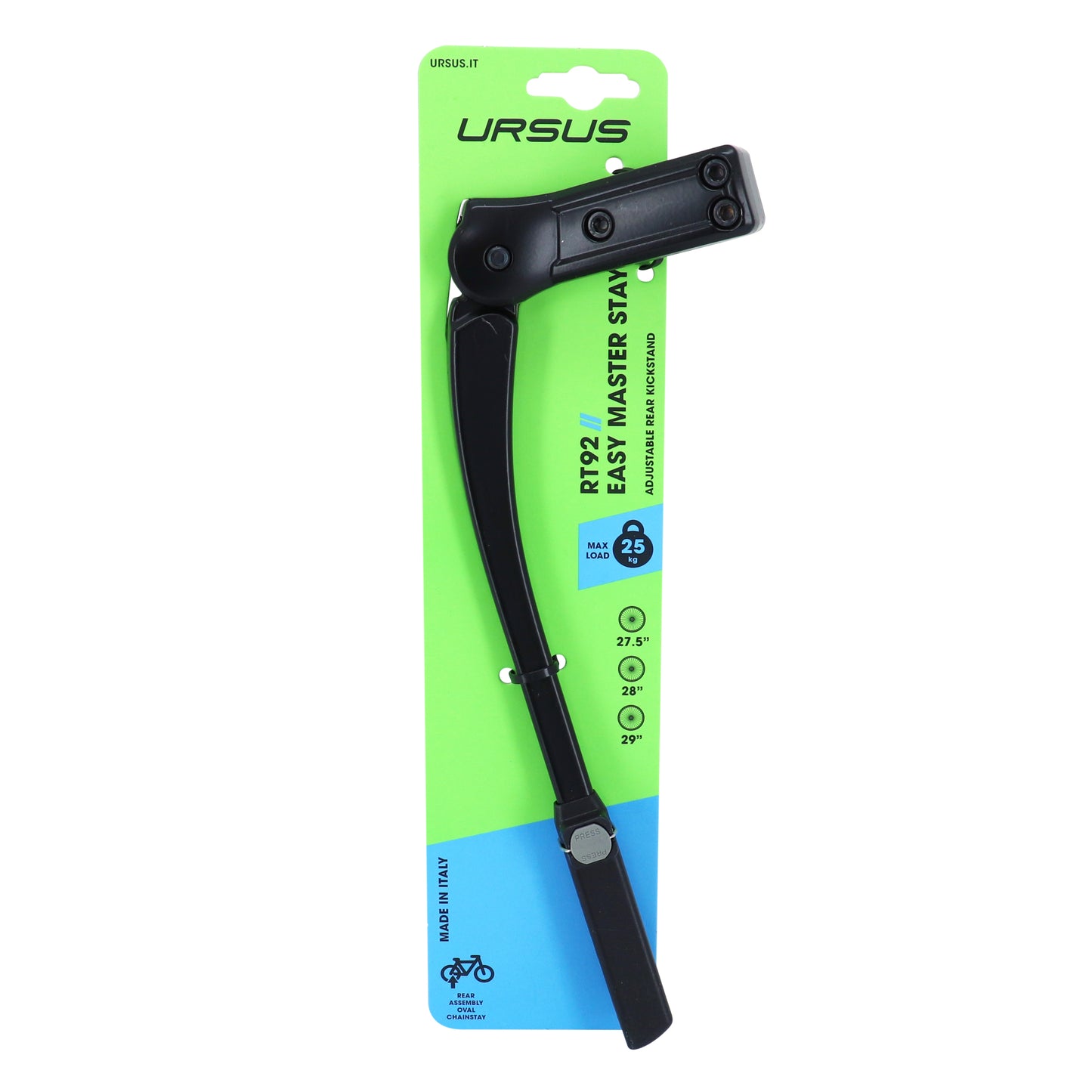 Béquille vélo latérale arrière Ursus easy master 27.5-29'' réglable fixation base par 1-2 collier 355mm - supporte 25kgs