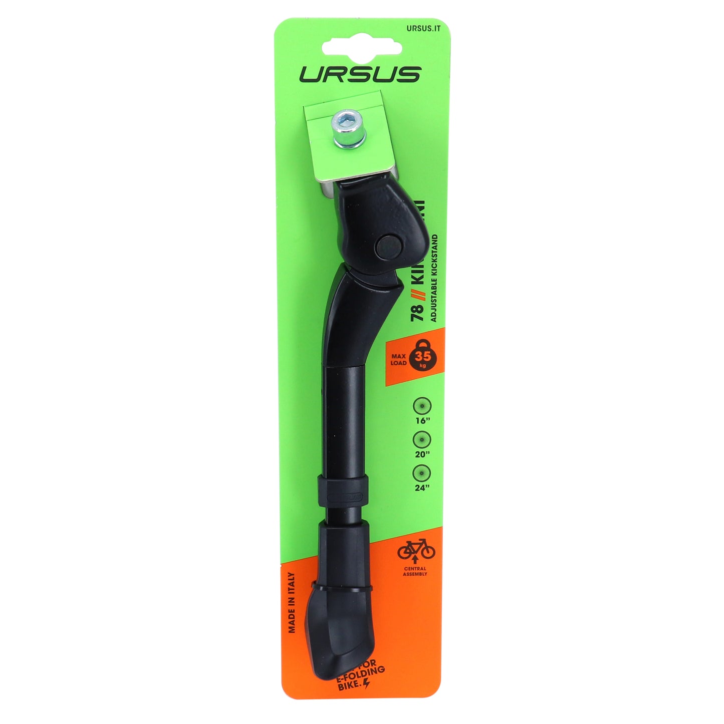 Béquille vélo latérale Ursus king mini noir 16-20-24" renforcé réglable - support 35kgs