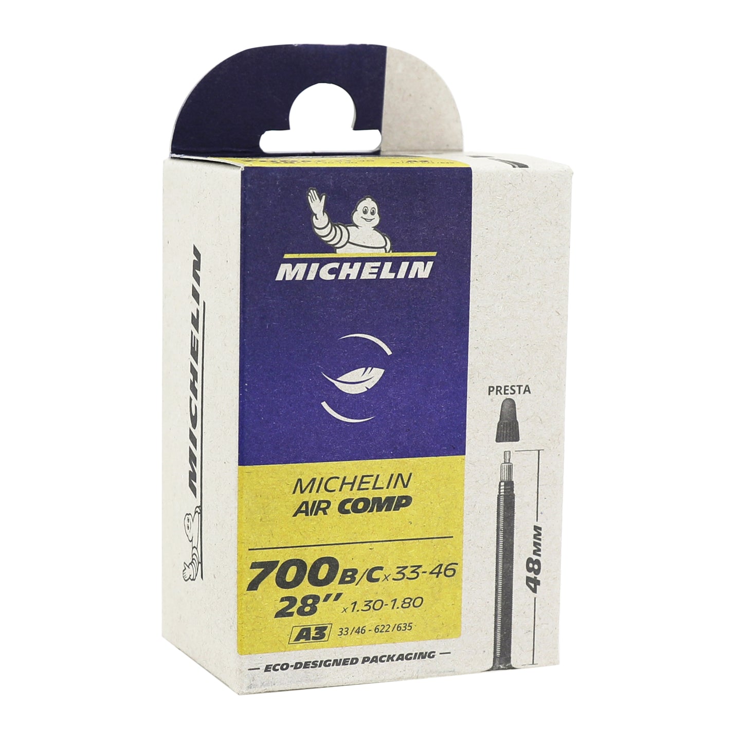 Bicycle inner tube 700 x 33-46 Michelin Aircomp A3 Presta valve 48mm