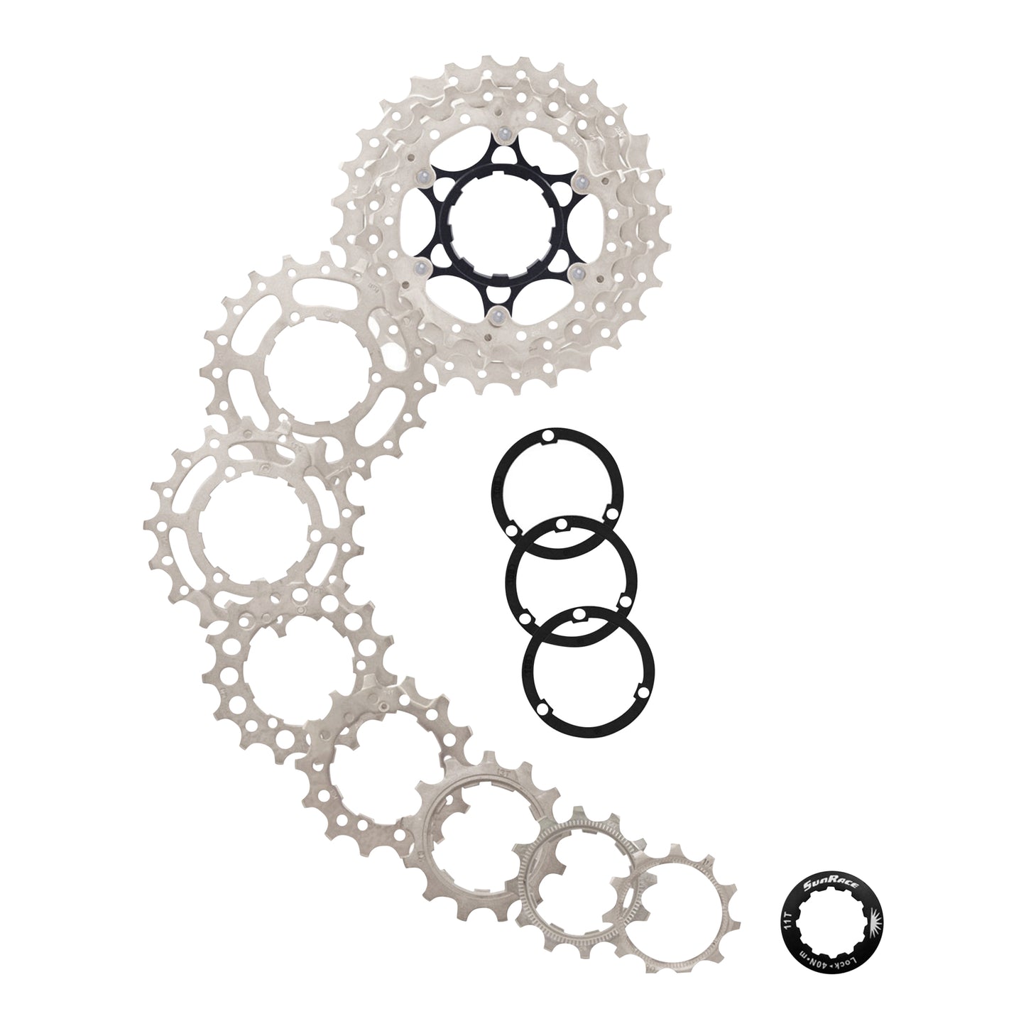 Sunrace RS1 10-speed cassette 11-25 road for Shimano (105 level) metallic silver (11-12-13-14-15-17-19-21-23-25) (1 block + sprockets)