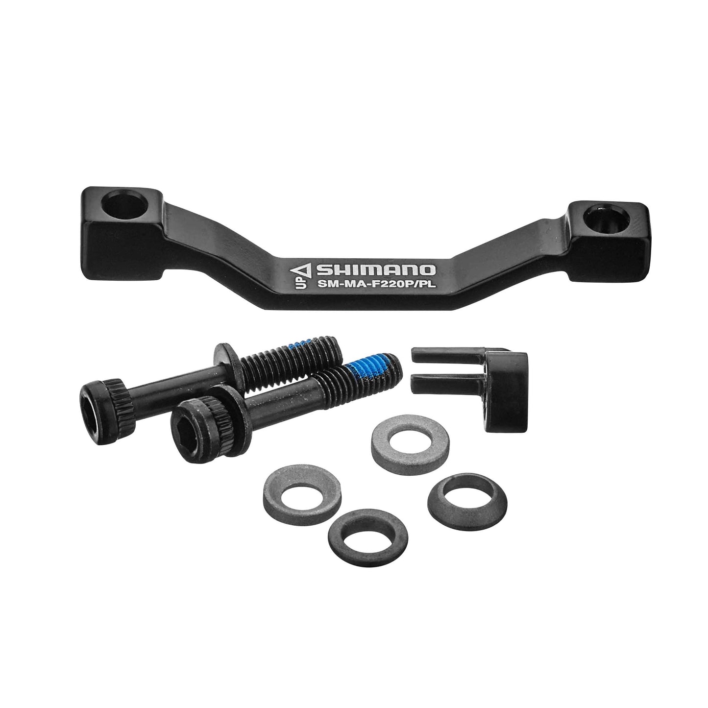 Adaptateur / réhausse frein à disque VTT post-mount Shimano avant-arrière sur un systeme 203mm pour disque 220mm