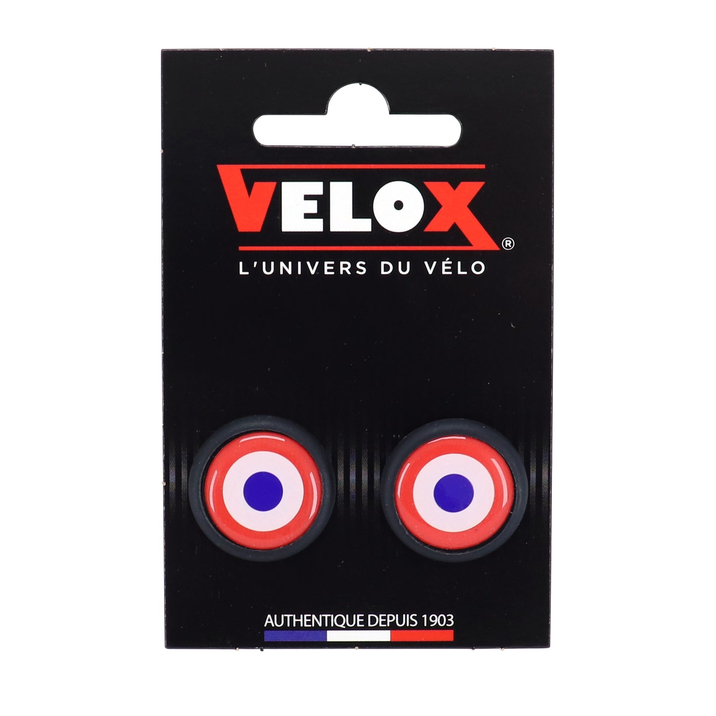 Bouchons cintre route VELOX doming cocarde paire