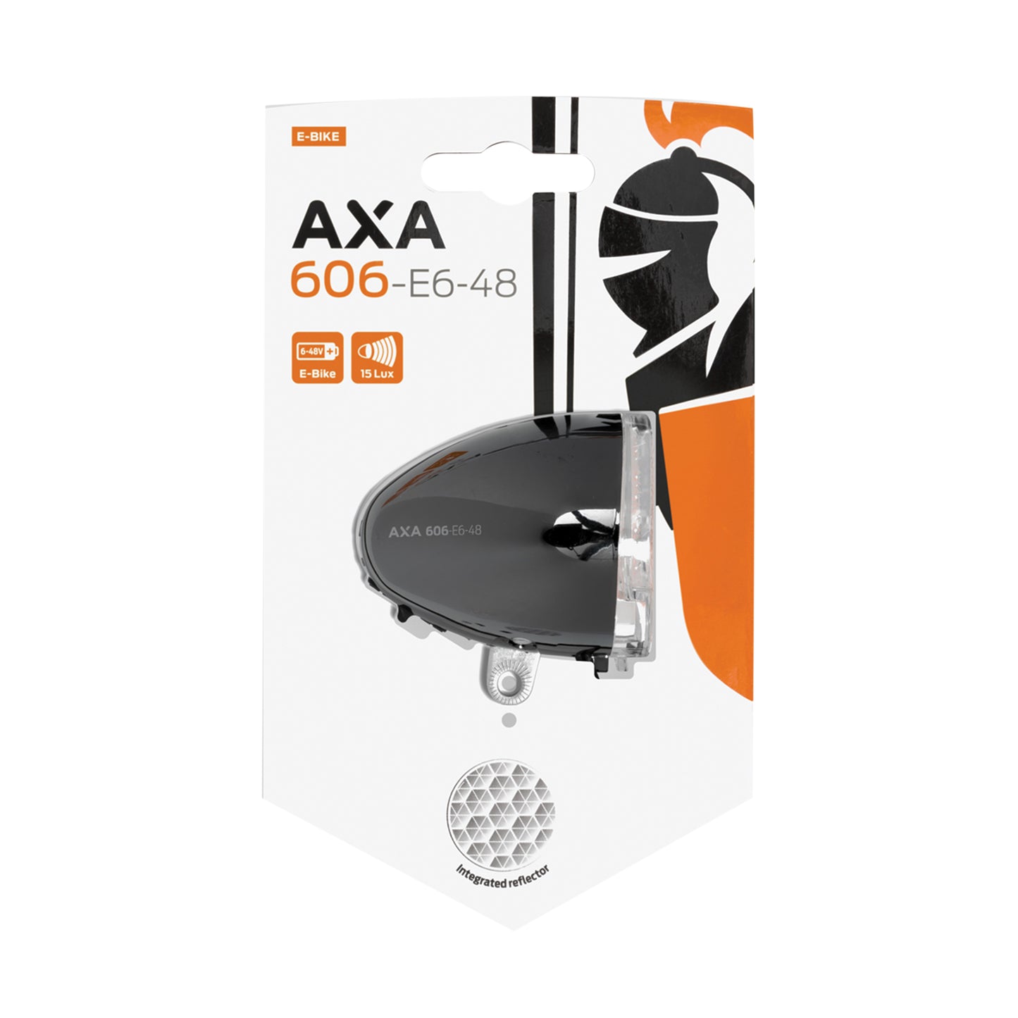 Eclairage vélo vae - e-bike avant sur garde boue AXA 606 15lux 6-48v noir design rétro