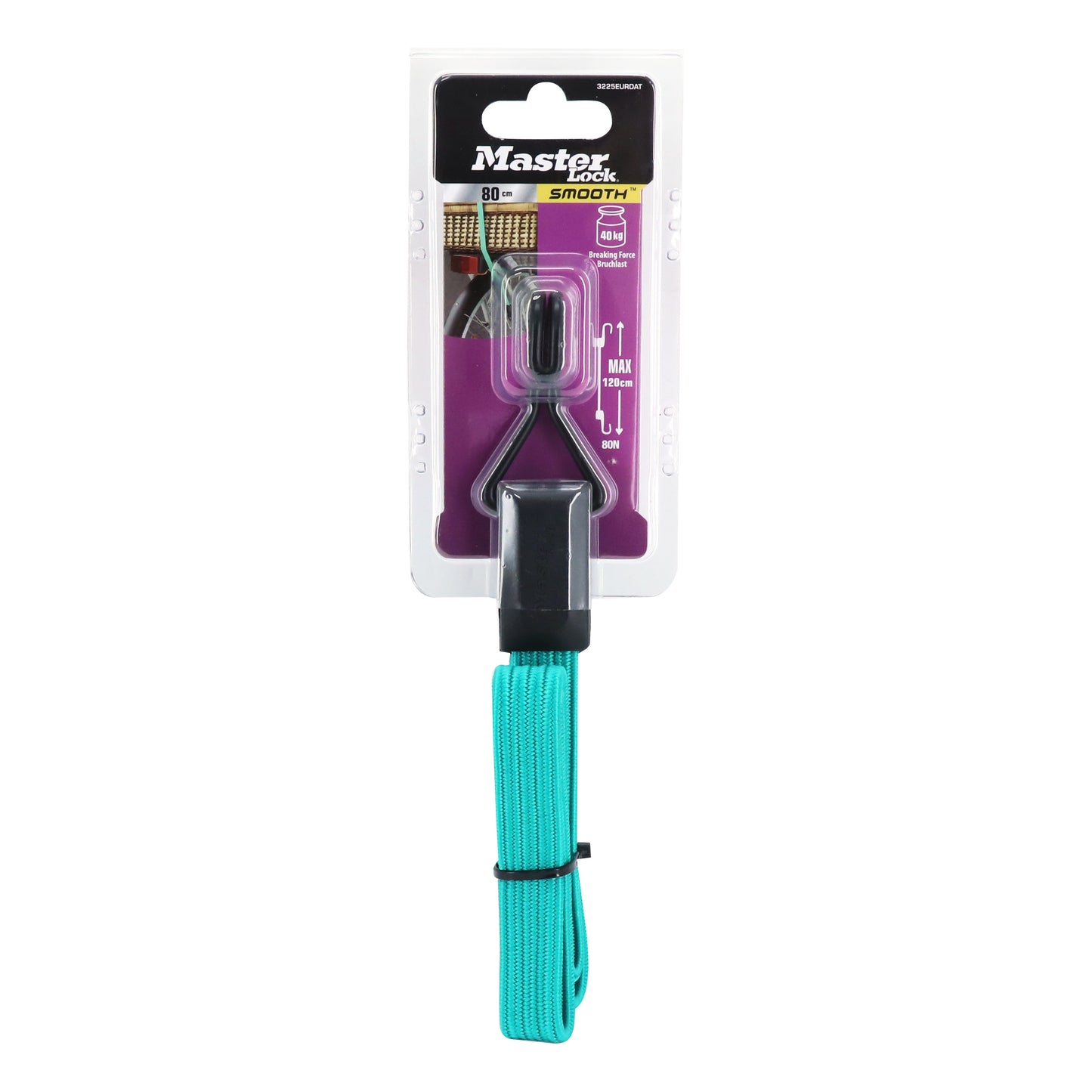 Bungee Cord MasterLock Flat Double Wire Hooks 80cm Green 40kg