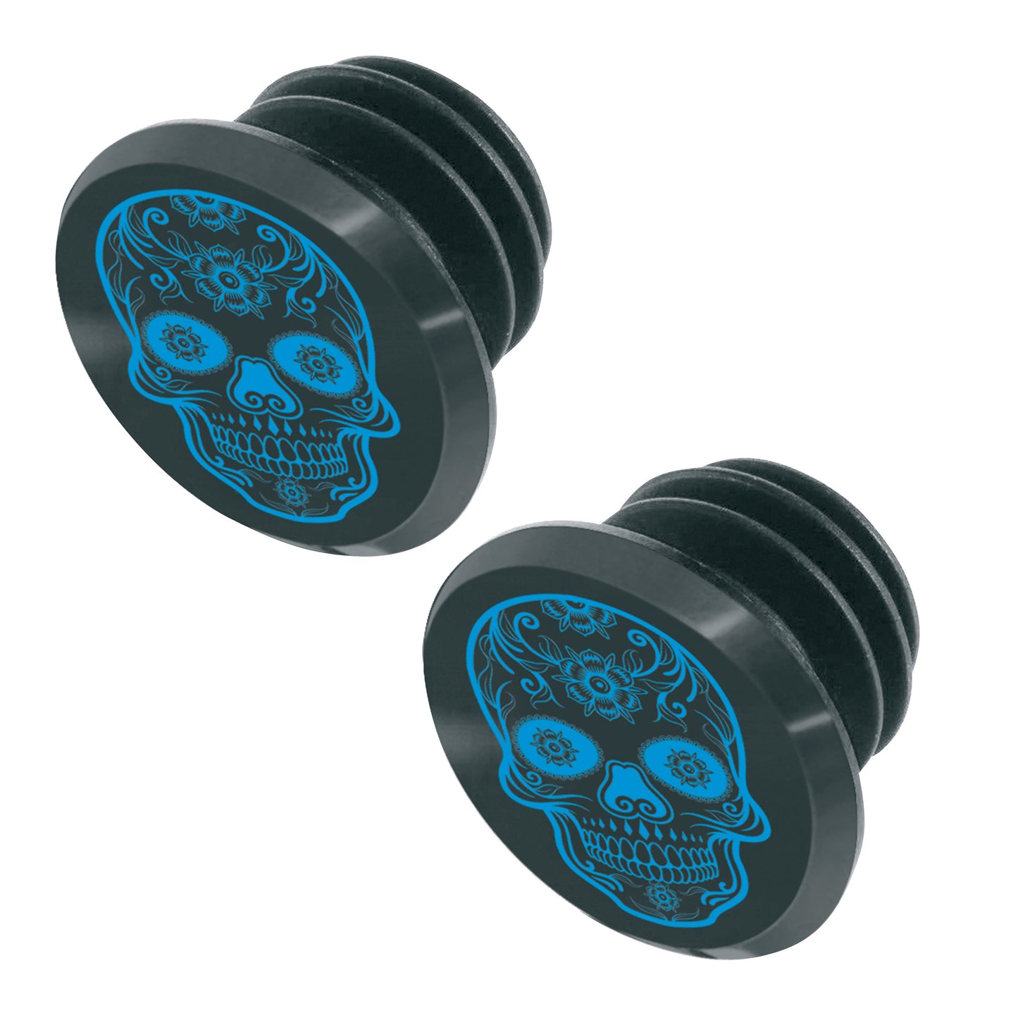Bouchons de cintre VTT SWITCH Skull noir-bleu (paire)