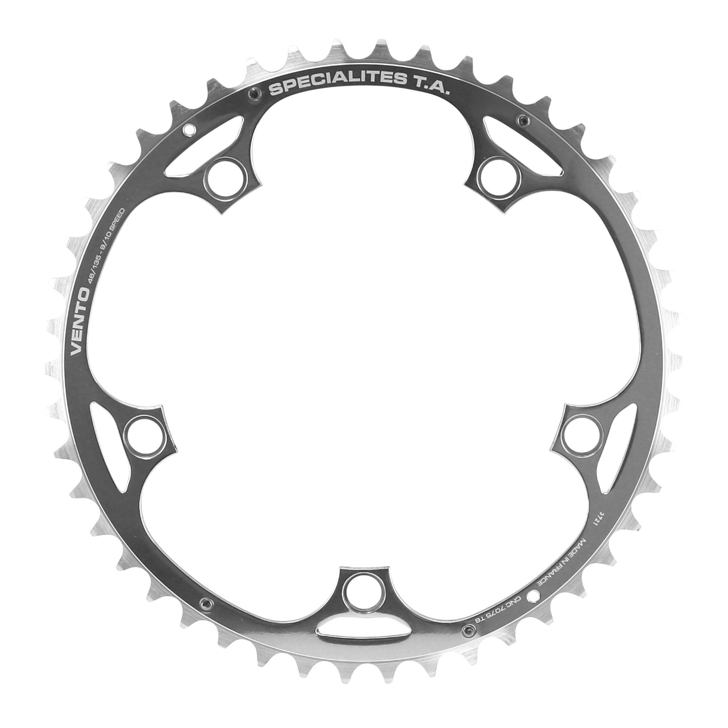 Chainring TA Vento 5-bolt BCD 135 46T outer silver 9-10sp
