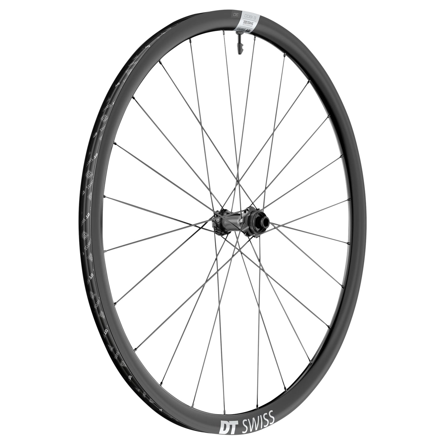 Roue route disque 700 DT Swiss E1800-32 endurance avant centerlock tubeless ready axe traversant 12-100mm noir jante 20C