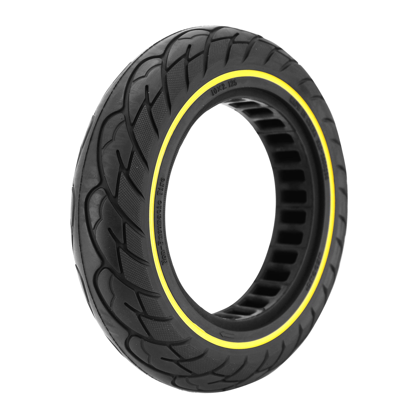 Pneu Trottinette plein 10 X 2.125 Noir Liseret Jaune Fluo